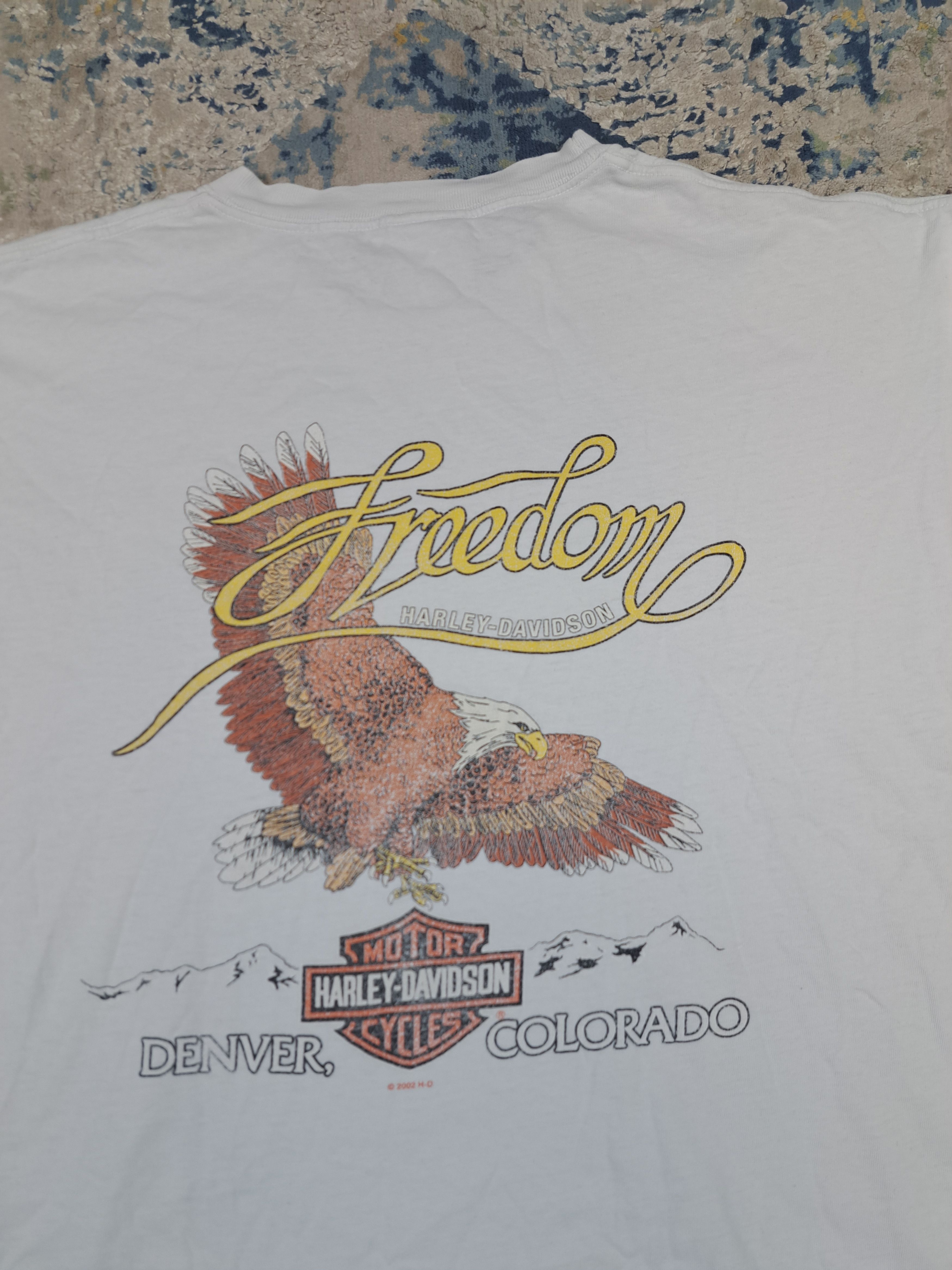 Harley Davidson Vintage 2002 Harley Davidson Eagle Freedom Tee Motorcycle Size US XL / EU 56 / 4 - 2 Thumbnail