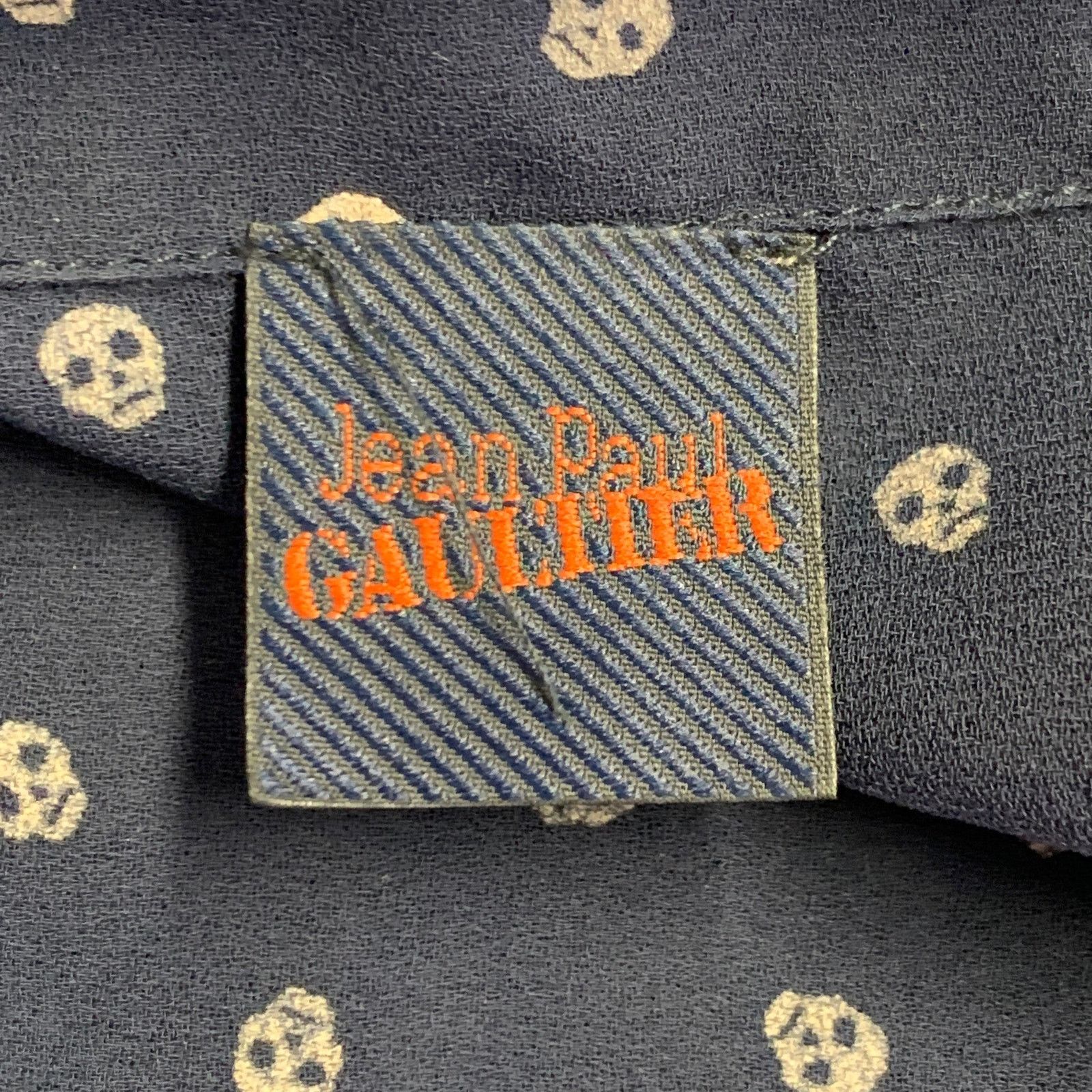 Jean Paul Gaultier Size 6 Navy Grey Polyester Skulls Shirt Dress Size M / US 6-8 / IT 42-44 - 6 Thumbnail