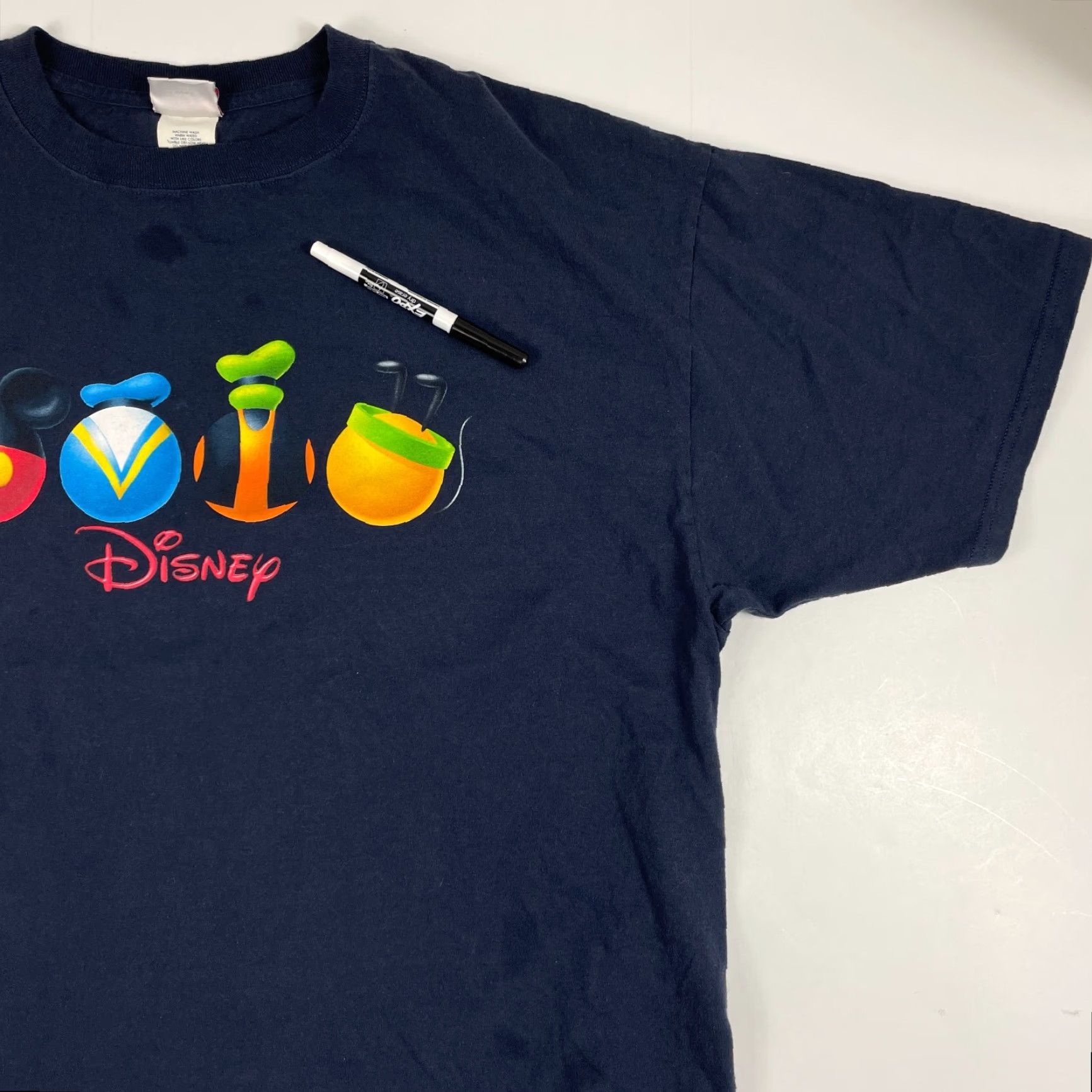 Disney VINTAGE Disney Shirt Adult 2XL Blue Mickey Goofy Short Sleeve Crew Neck Men T-Shirt Logo (Regular) Size US XXL / EU 58 / 5 - 3 Thumbnail