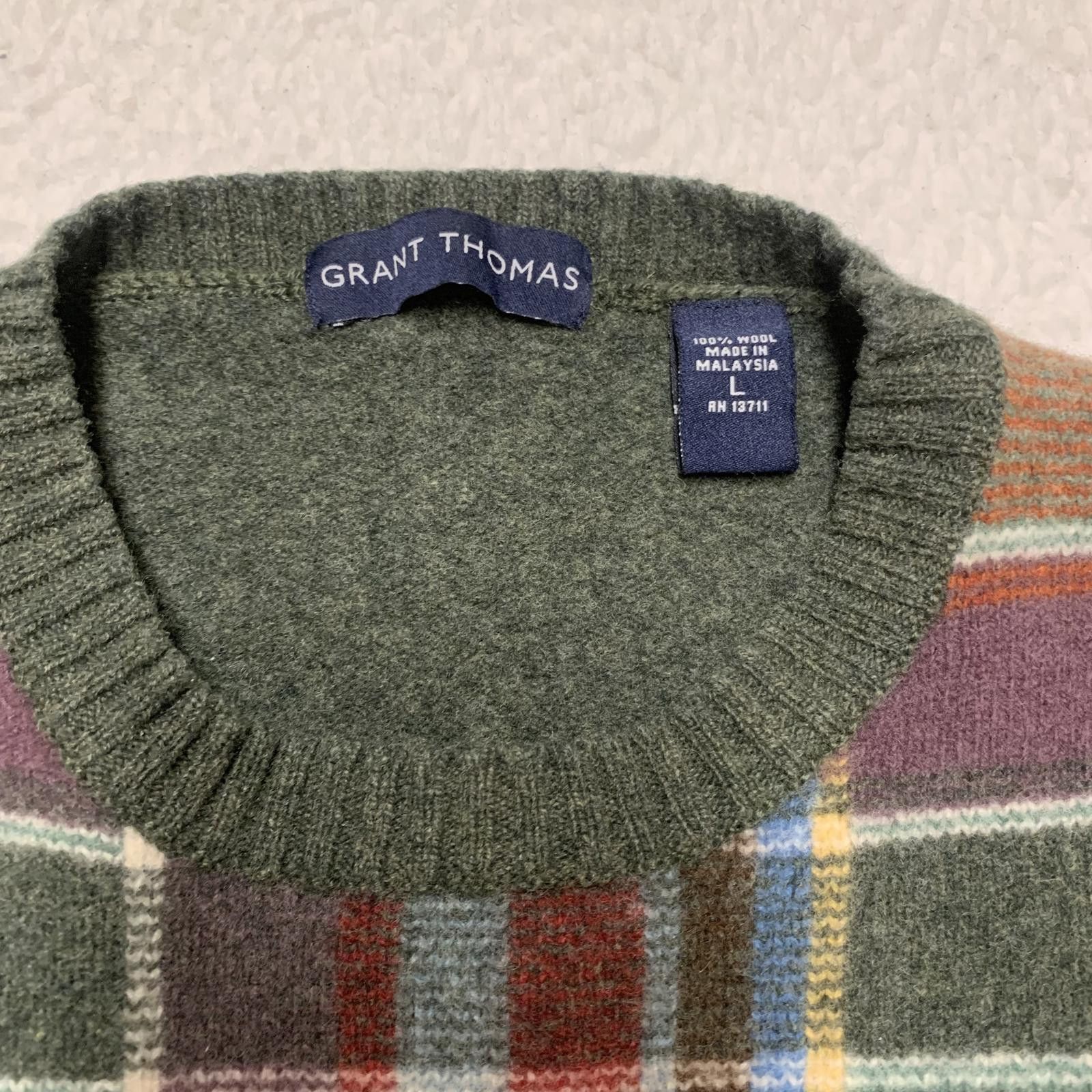Grant Thomas Grant Thomas Men's Size Large Plaid Wool Sweater Size US L / EU 52-54 / 3 - 12 Thumbnail