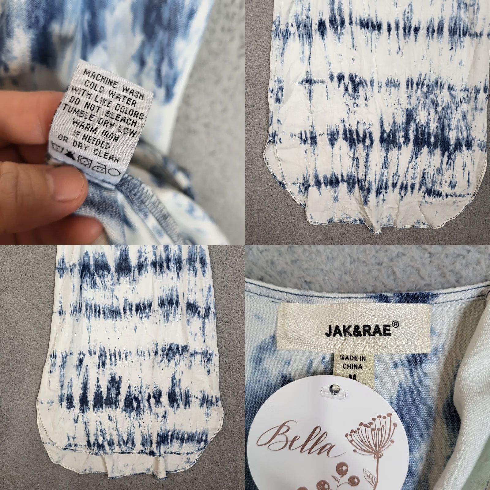 Vintage JAK & RAE Womens bella blue Tie-dye V-neck Low-high Casual Dress M Size M / US 6-8 / IT 42-44 - 8 Thumbnail