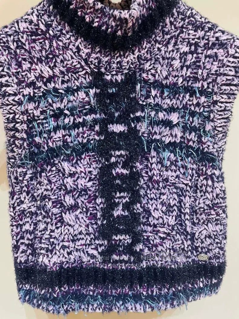 Chanel Chanel 23p purple stick needle knitted sweater vest Size XS / US 0-2 / IT 36-38 - 2 Thumbnail