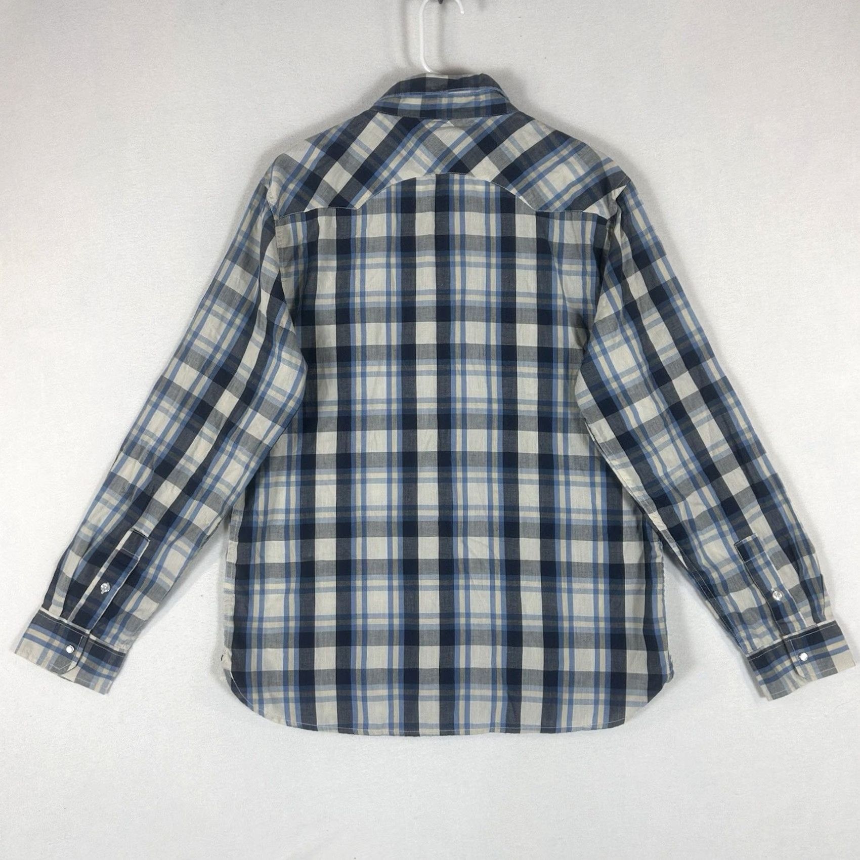Levi's Levis Pearl Snap Western Shirt Mens L Blue Plaid Long Sleeve Modern Fit L/S Size US L / EU 52-54 / 3 - 6 Thumbnail