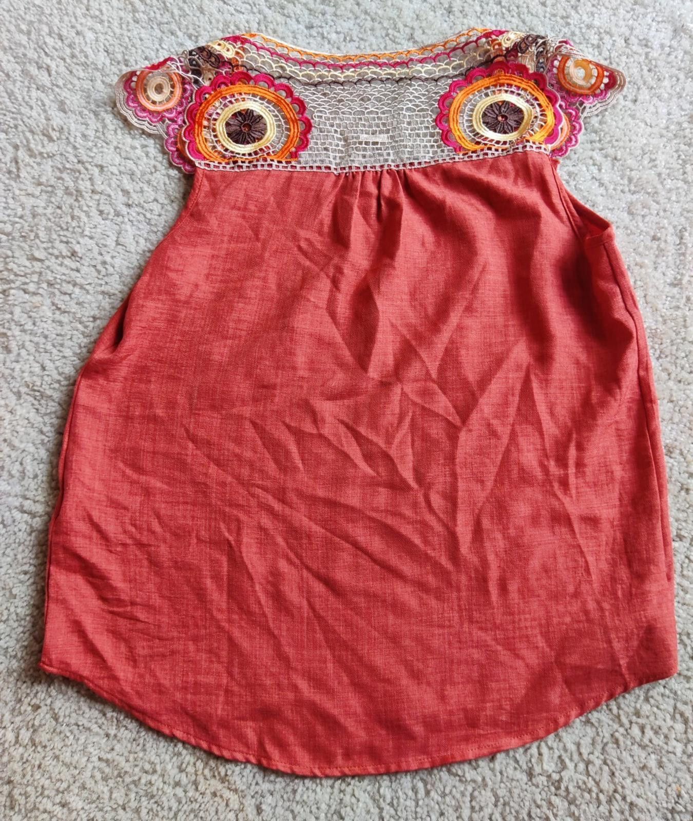 Other Hailey & Co Knitted Shoulder Top Rust Color Boho Shirt Blous Size M / US 6-8 / IT 42-44 - 2 Thumbnail