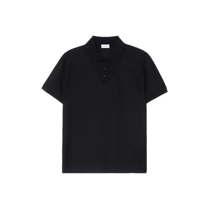 Saint Laurent Simple Black Polo Shirt-2507