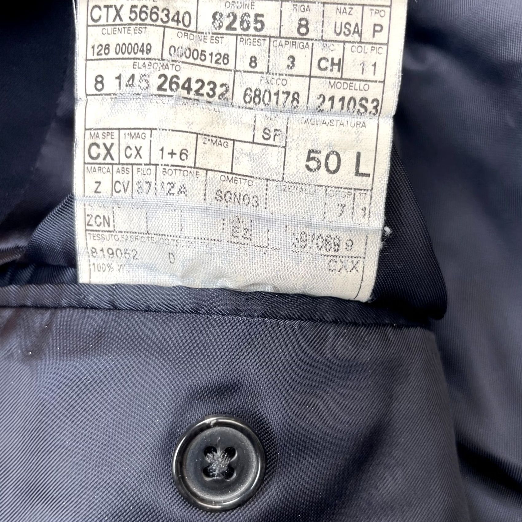 Ermenegildo Zegna Ermenegildo Zegna Blazer Mens 50 Black Notch Lapel Single-Breasted 2-Button Ventless Jacket Coat Suit Regular Chest 44 Size 50R - 5 Thumbnail