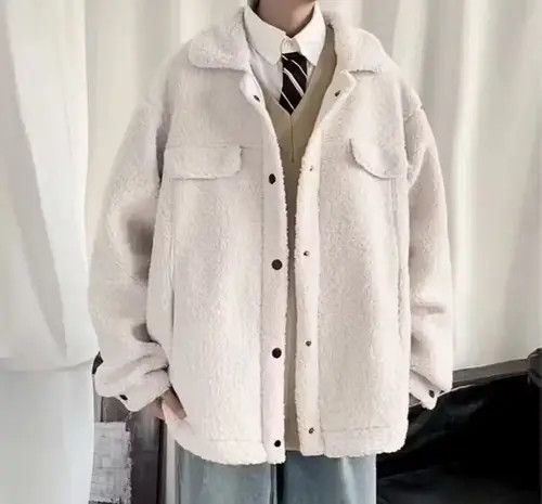 image of Vintage New Unisex Cool Hype Fleece Wool Knitwear Sweatshirt Jacket in White, Men's (Size Medium)