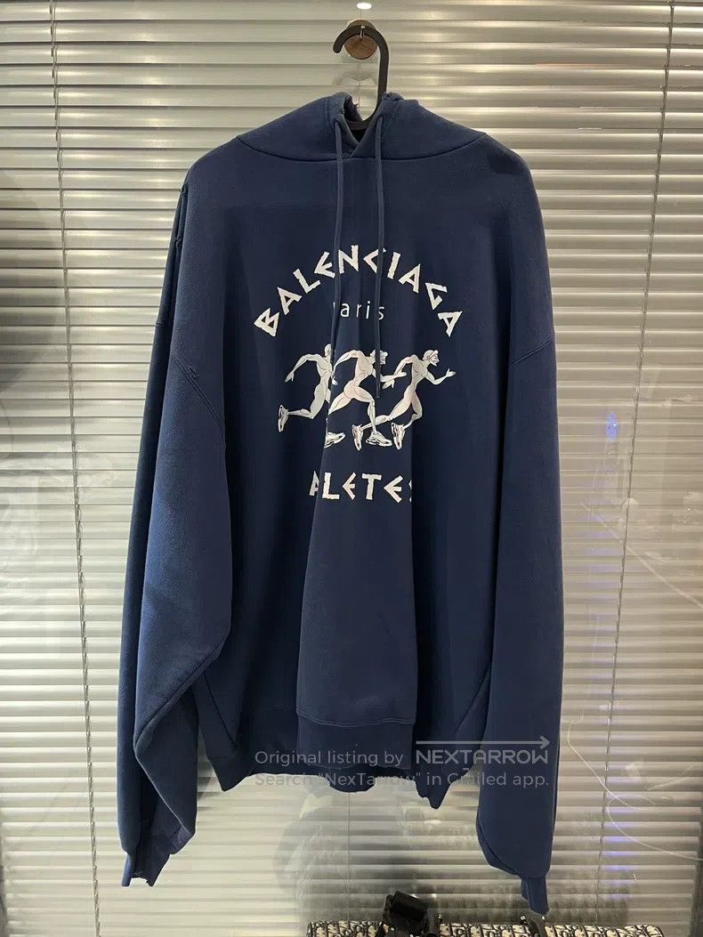 Balenciaga Balenciaga Blue Destroyed Marathon Hoodie Size US XS / EU 42 / 0 - 1 Thumbnail