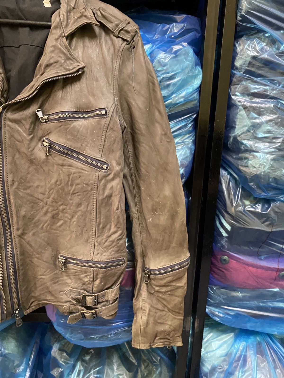 AZ by junhashimoto AZ Distressed Leather Moto Jacket Multiple Zippers Buckles Size US S / EU 44-46 / 1 - 4 Thumbnail