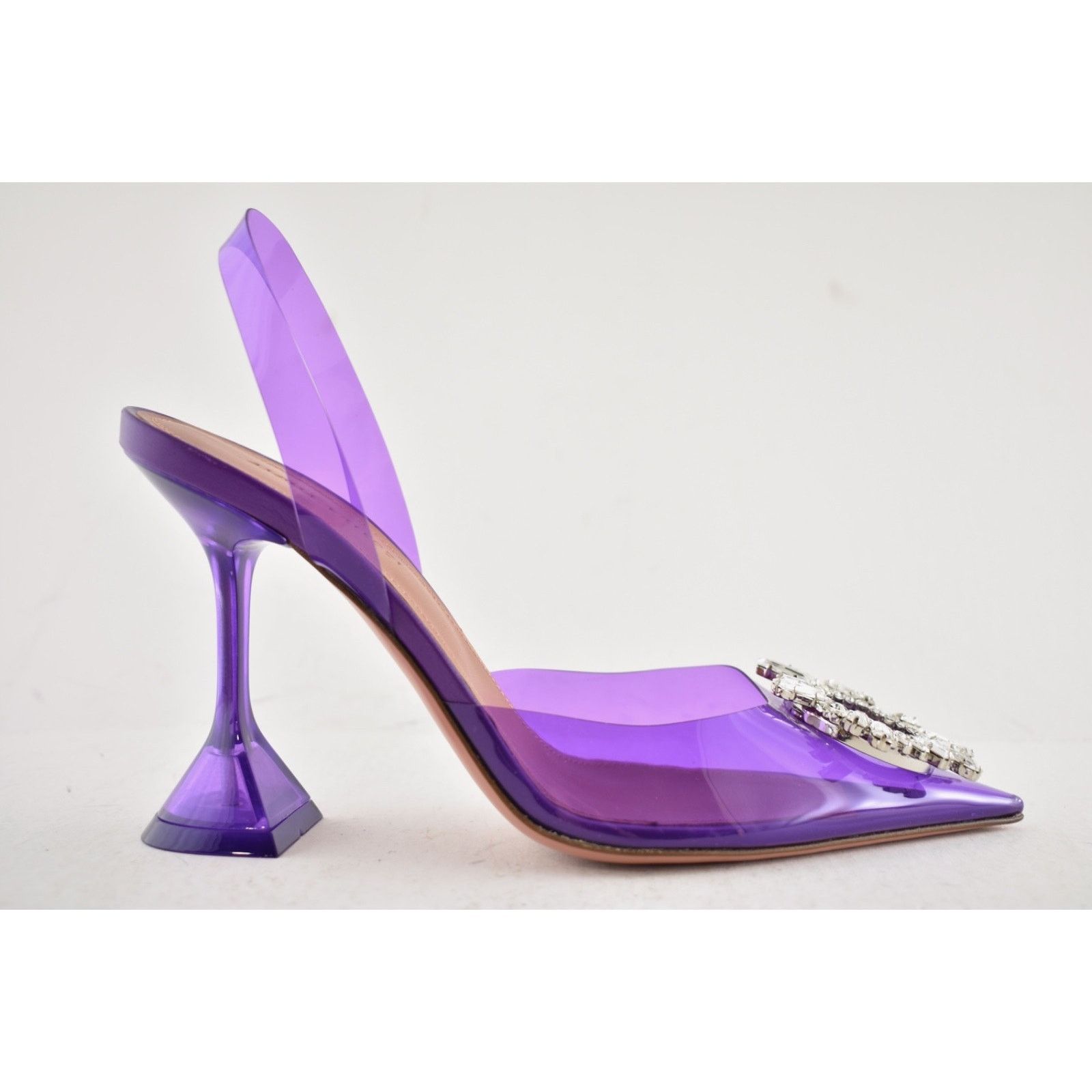 Amina Muaddi Amina Muaddi 95 Begum Glass PVC Purple Slingback Size US 8 / IT 38 - 2 Thumbnail