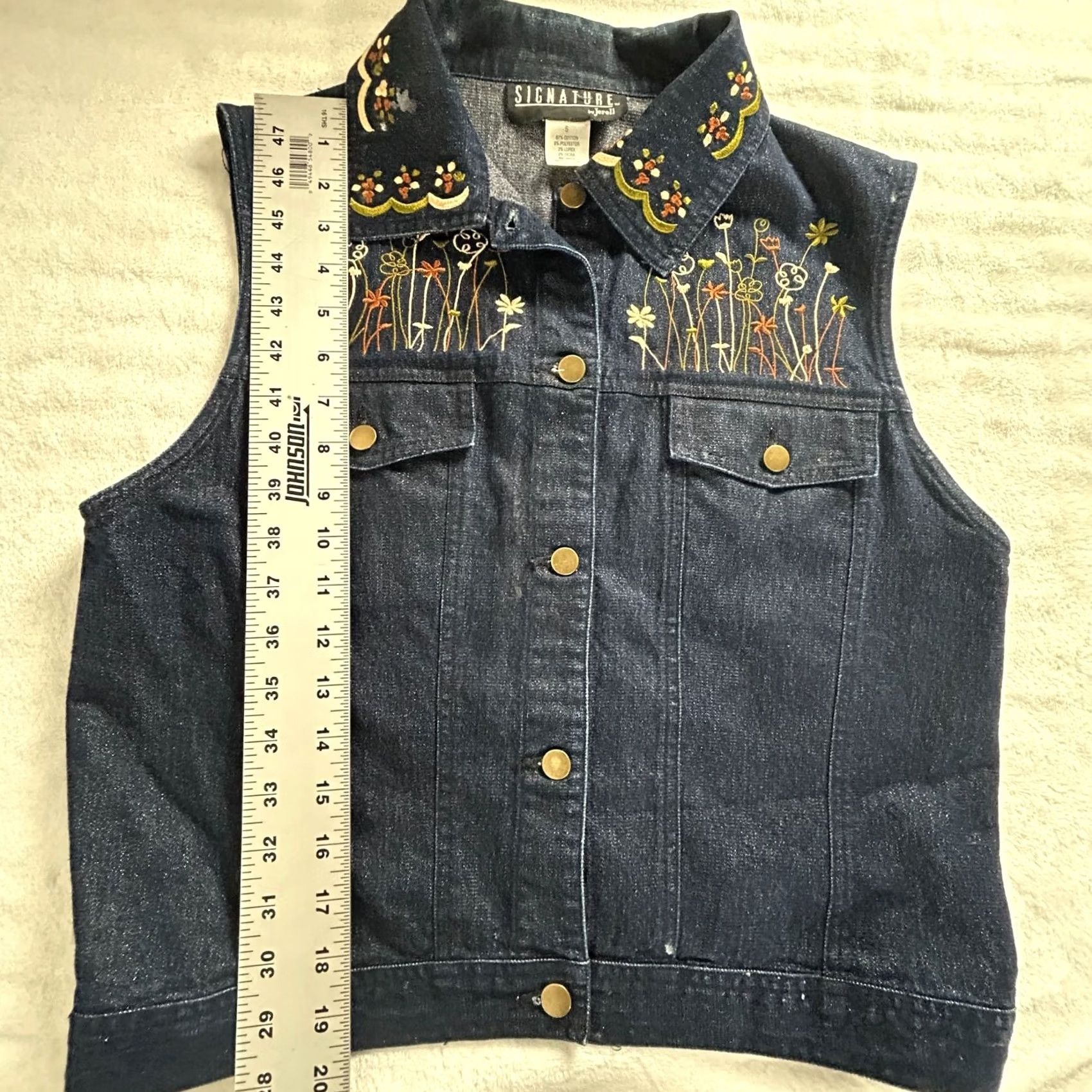 Vintage Vintage Signature By Jerell Womens Embroidered Denim Vest Boho Floral Small Size S / US 4 / IT 40 - 7 Thumbnail