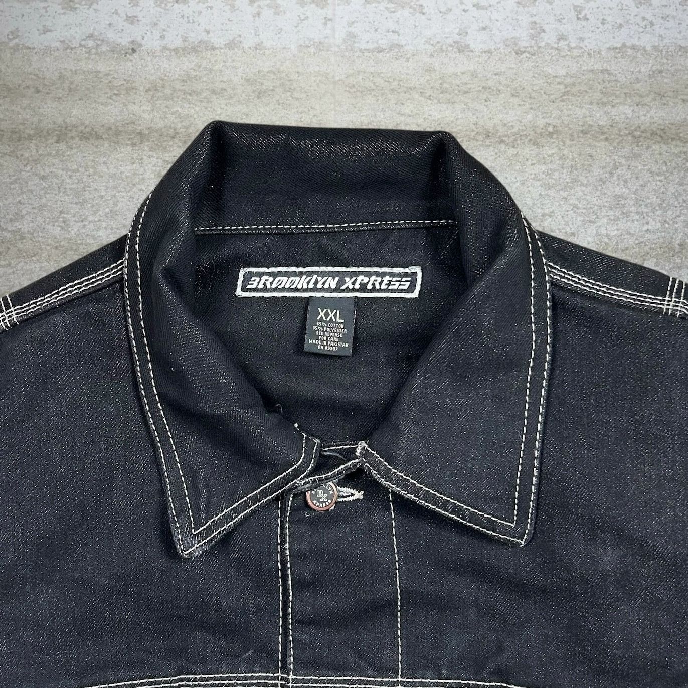 Brooklyn Xpress Vintage Y2K Brooklyn Xpress Jean Jacket Mens 2XL Black Wash Size US XXL / EU 58 / 5 - 4 Thumbnail