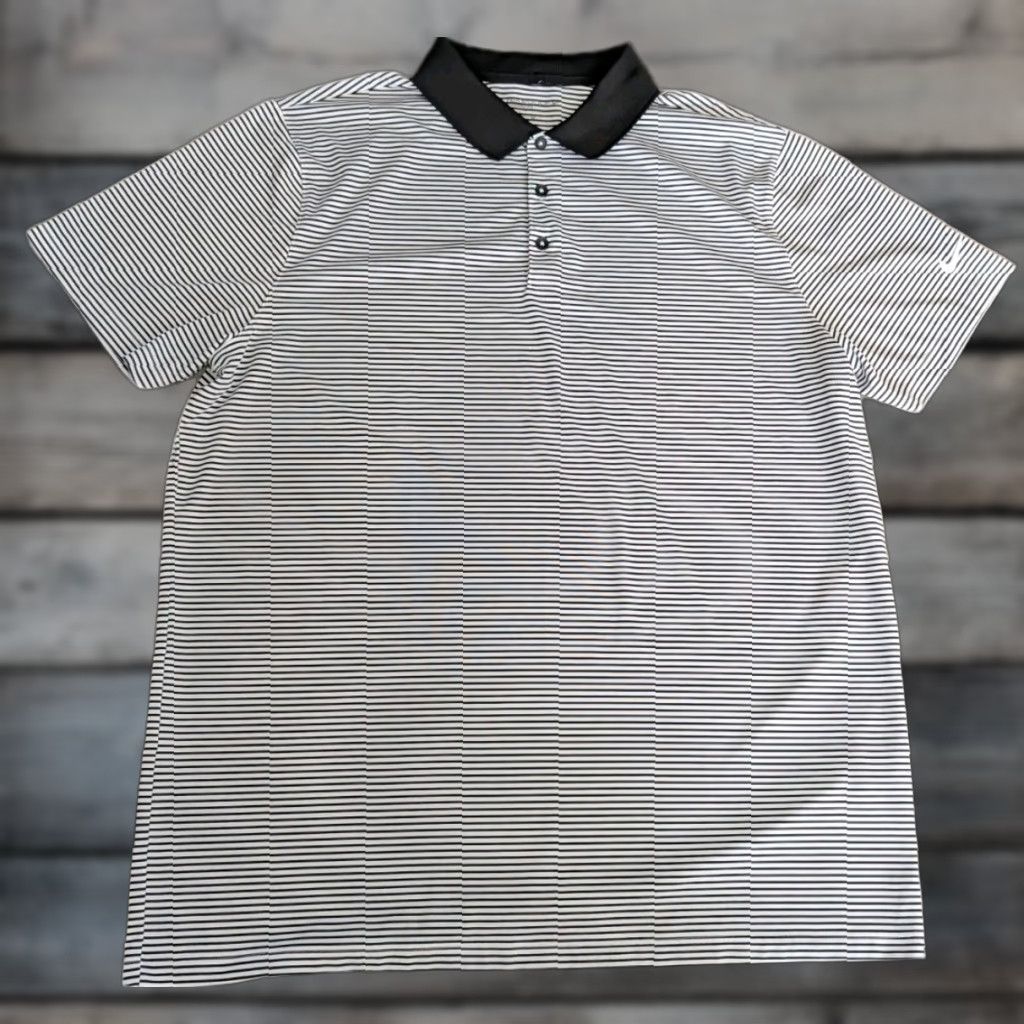 Nike VINTAGE Nike Golf Polo Shirt Mens XL Black Striped Dri-FIT Standard Fit Performance Top Size US XL / EU 56 / 4 - 1 Thumbnail