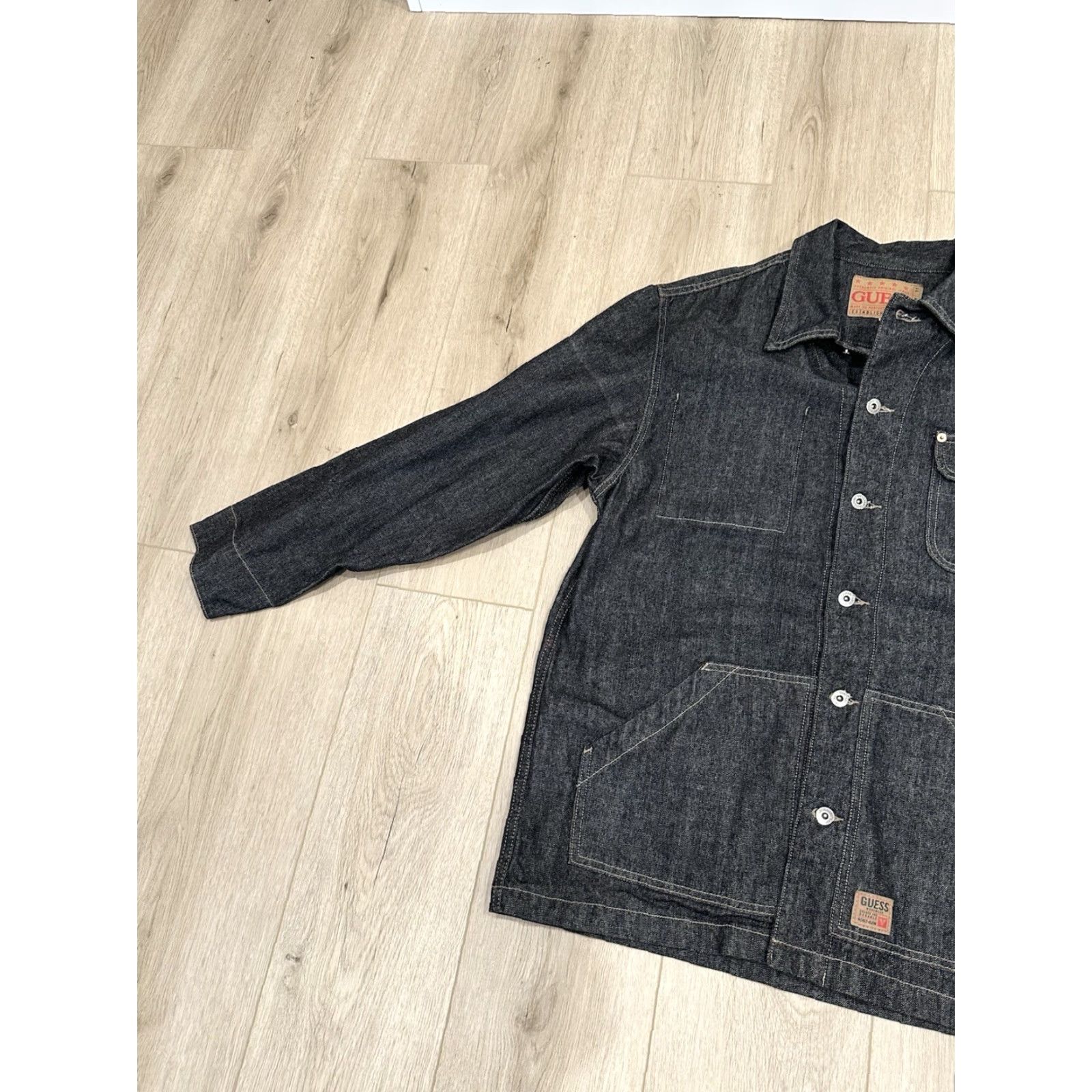 Guess VINTAGE Guess Jeans Mens L Denim Chore Barn Coat Jacket Workwear USA Size US 33 - 4 Thumbnail