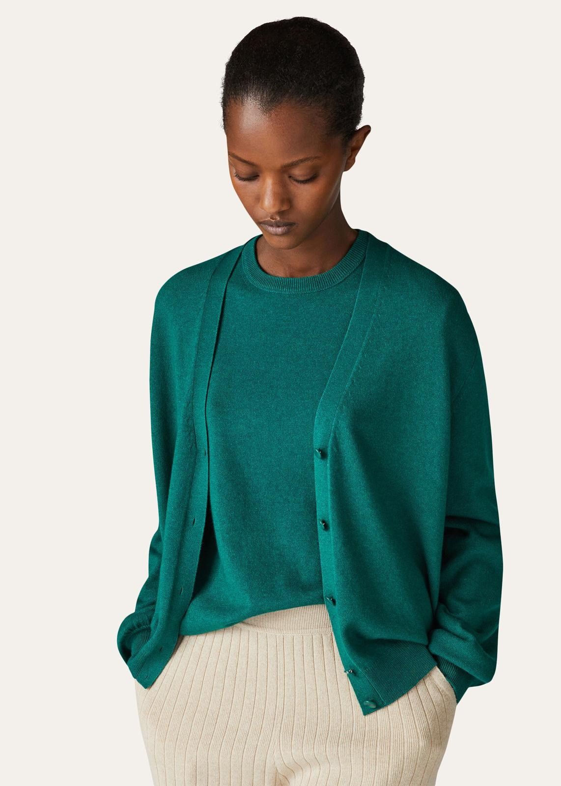 Loro Piana o1srvl11e0824 Ica Cashmere Silk Cardigan in Sea Green Size XL / US 12-14 / IT 48-50 - 2 Thumbnail