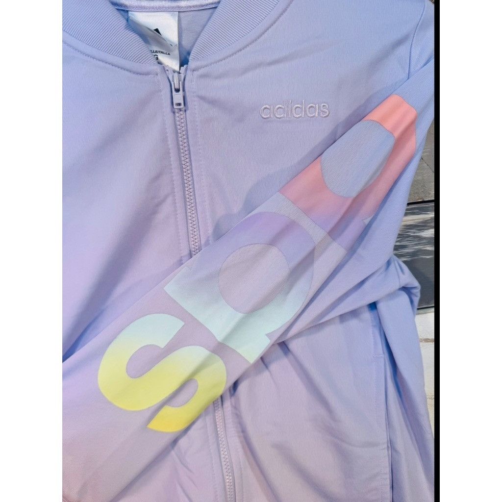 Adidas Adidas Girls Light Purple Rainbow Logo Zip Track Jacket L ( Size L / US 10 / IT 46 - 3 Thumbnail