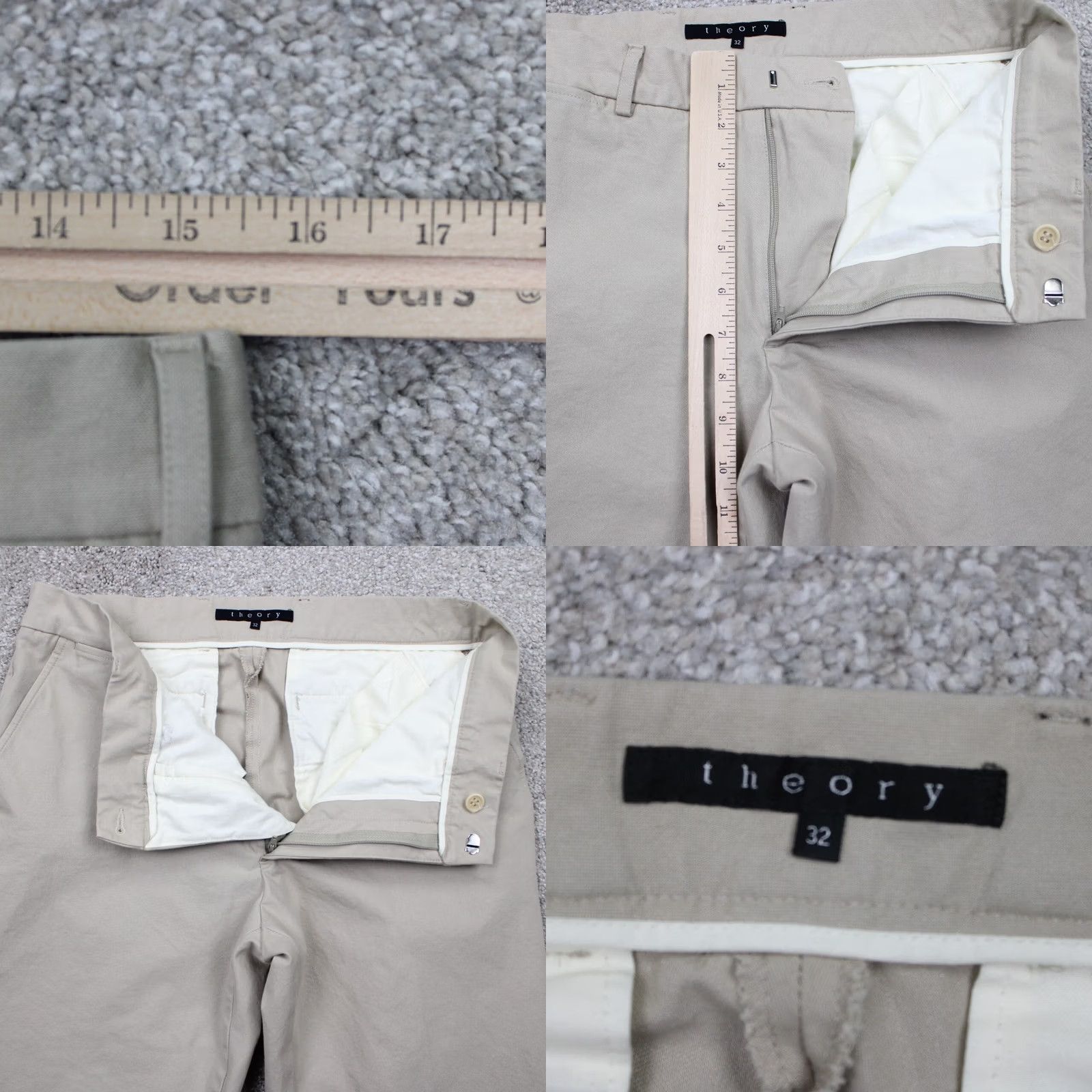 Theory Vintage Theory Chino Pants Mens 32 Flat Front Straight Leg 30" Inseam Beige Cotton Nylon Lycra Regular Size 32 Mens Pants Size US 32 / EU 48 - 8 Thumbnail