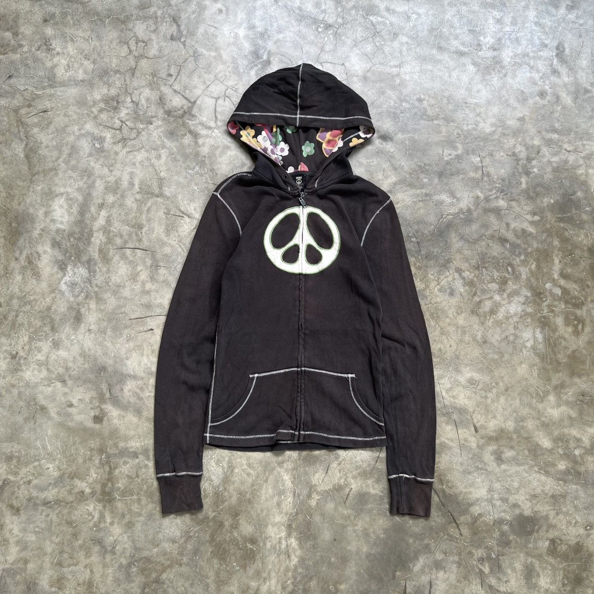 Lucky Brand 2000’s Lucky Peace Logo Vkei Style Zip Hoodie Size US S / EU 44-46 / 1 - 1 Thumbnail