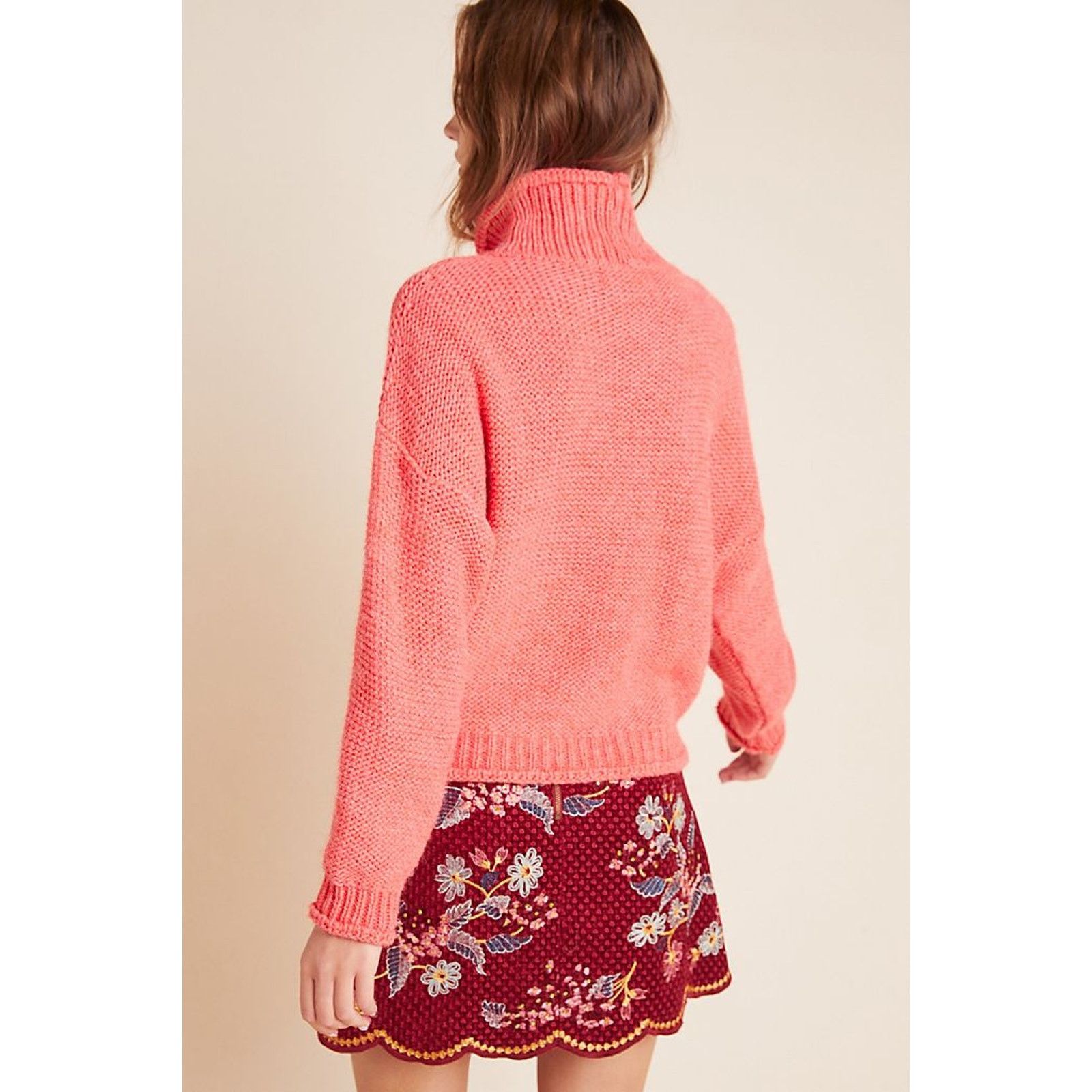 Anthropologie Anthropologie Lottie Sweater Coral Turtleneck Chunky Knit Size US XL / EU 56 / 4 - 11 Thumbnail