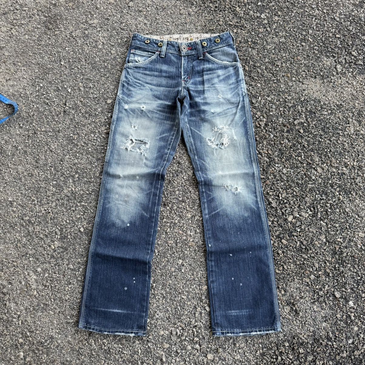 Edwin VINTAGE EDWIN FLARE FADED RIPPEP JEAN DENIM PANTS Size US 29 - 1 Thumbnail