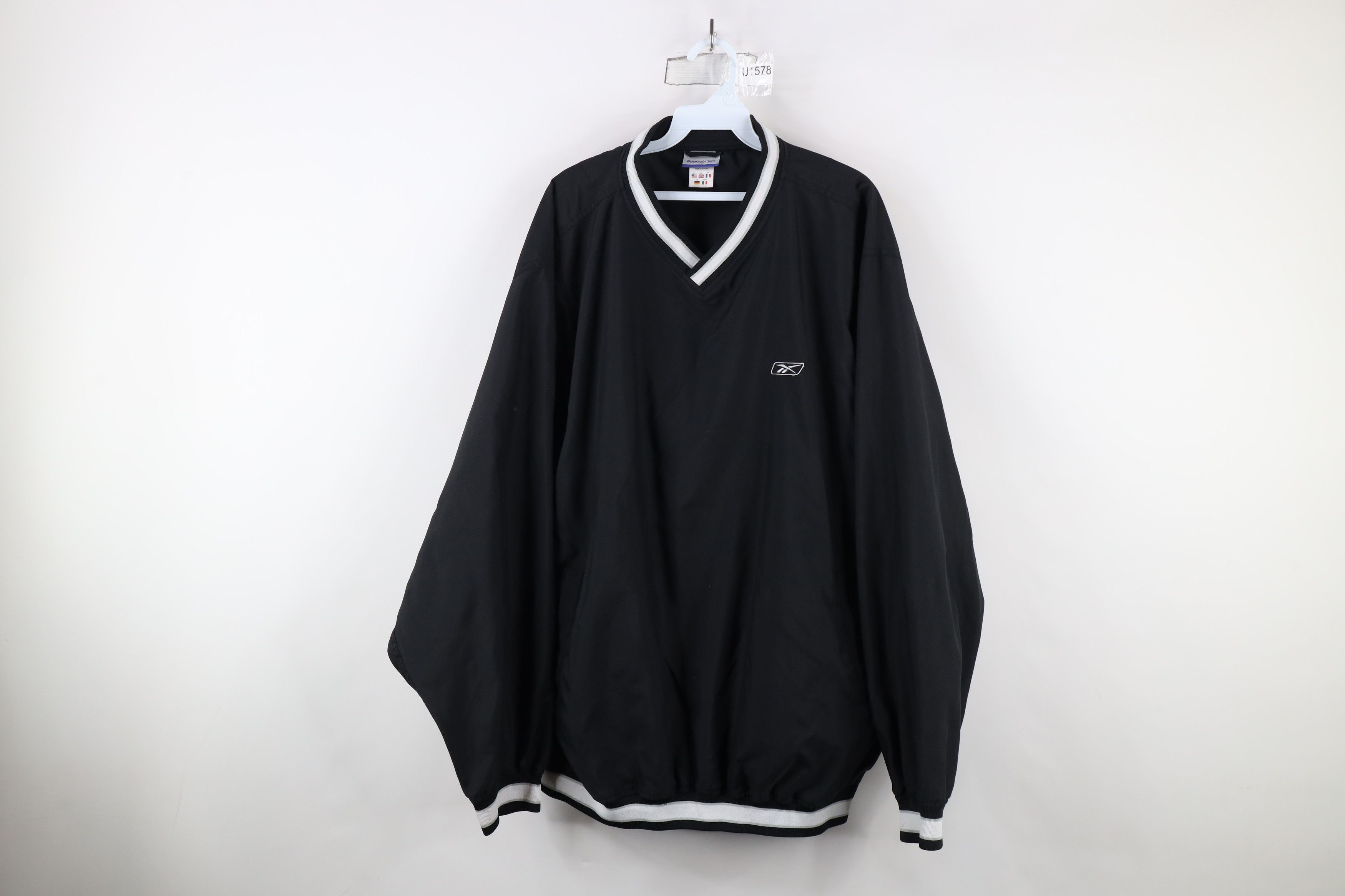 Reebok × Vintage Vintage 90s Reebok Logo Pullover Windbreaker Jacket Black Size US XL / EU 56 / 4 - 1 Thumbnail