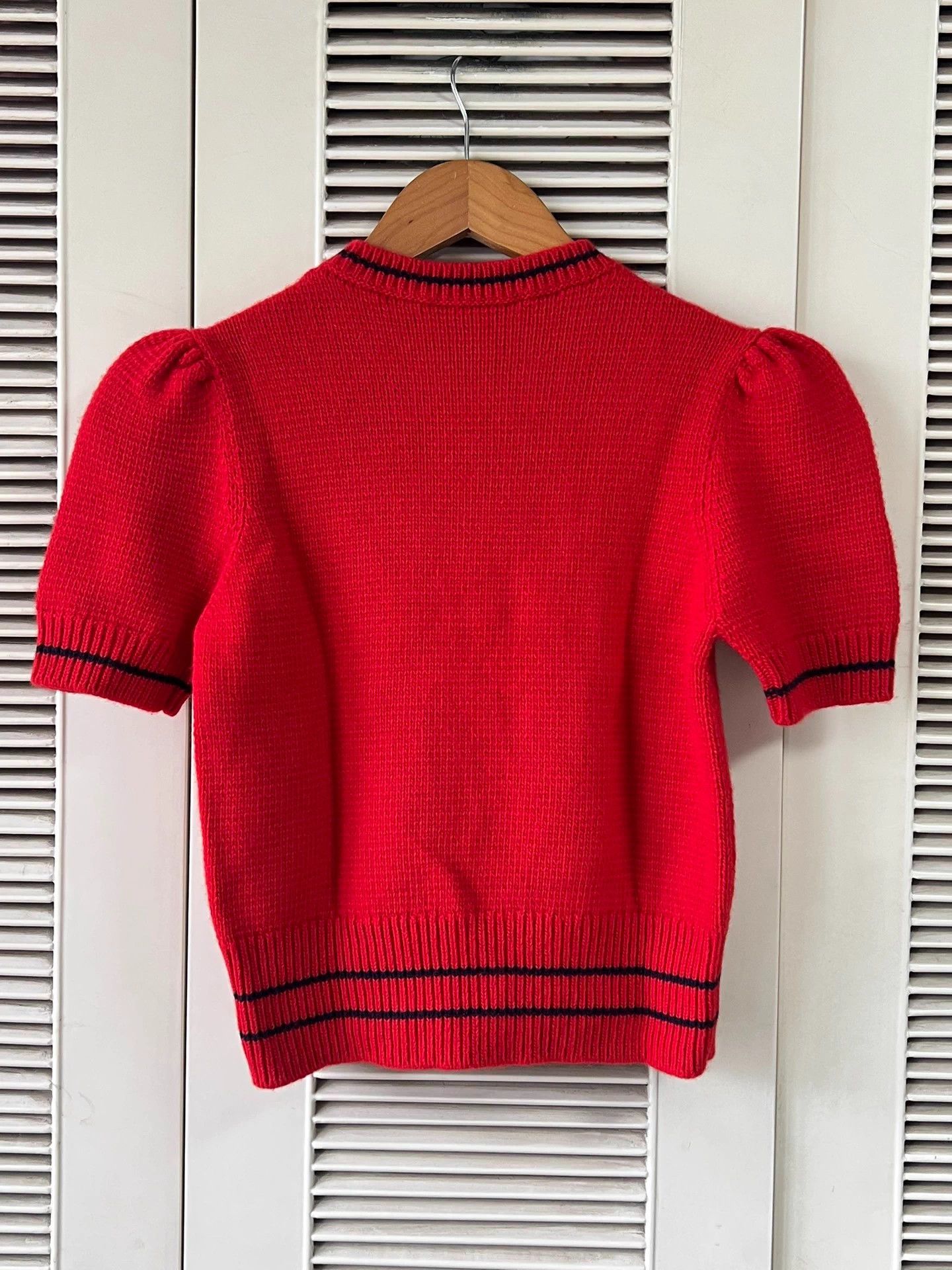 Dior Dior Star Logo Puff Sleeve Red Short-Sleeve Knit Size XS / US 0-2 / IT 36-38 - 2 Thumbnail