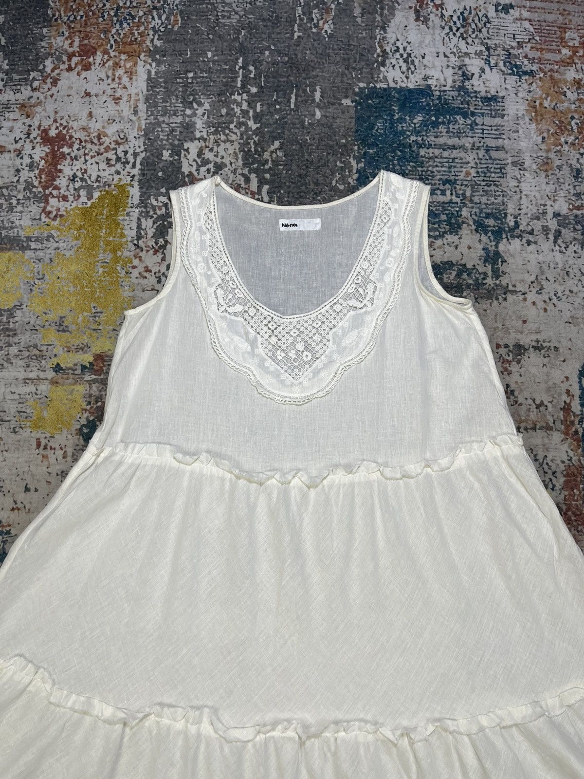 Ne-Net Issey Miyake Ne-Net Crochet Lace Neckline Tiered Dress Size XS / US 0-2 / IT 36-38 - 5 Thumbnail