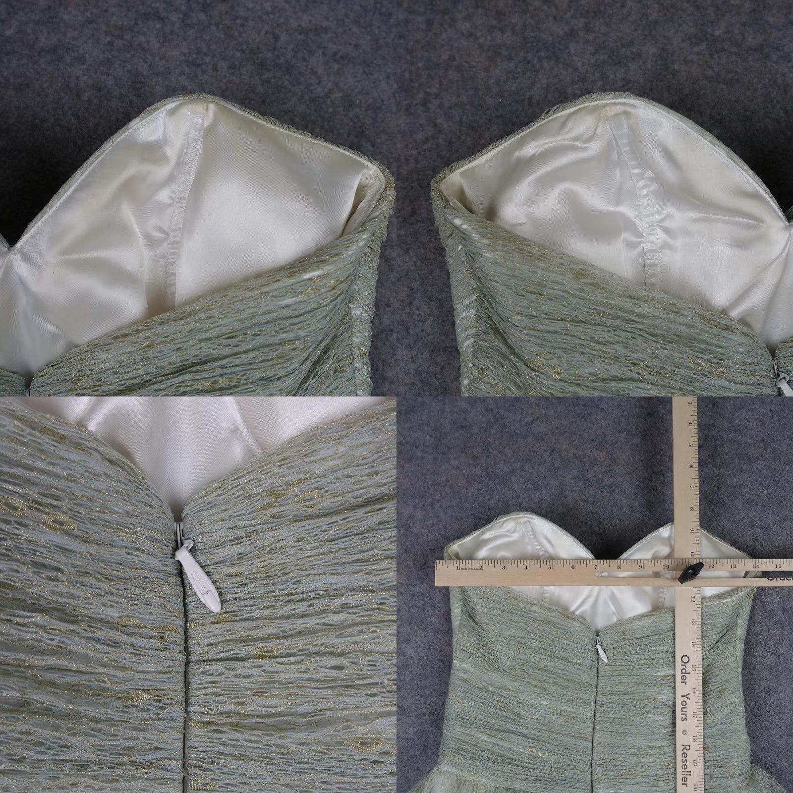 Vintage JJ's House Dress Womens Small Green Sweetheart Strapless Tiana Tinker Bell Dress Short Formal Party/Cocktail Zipper Size S / US 4 / IT 40 - 8 Thumbnail