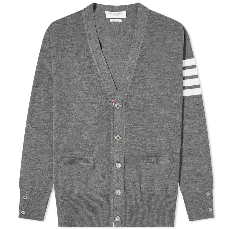 Thom Browne o1s22i1n1124 Merino Wool Cardigan in Grey Size US L / EU 52-54 / 3 - 1 Thumbnail