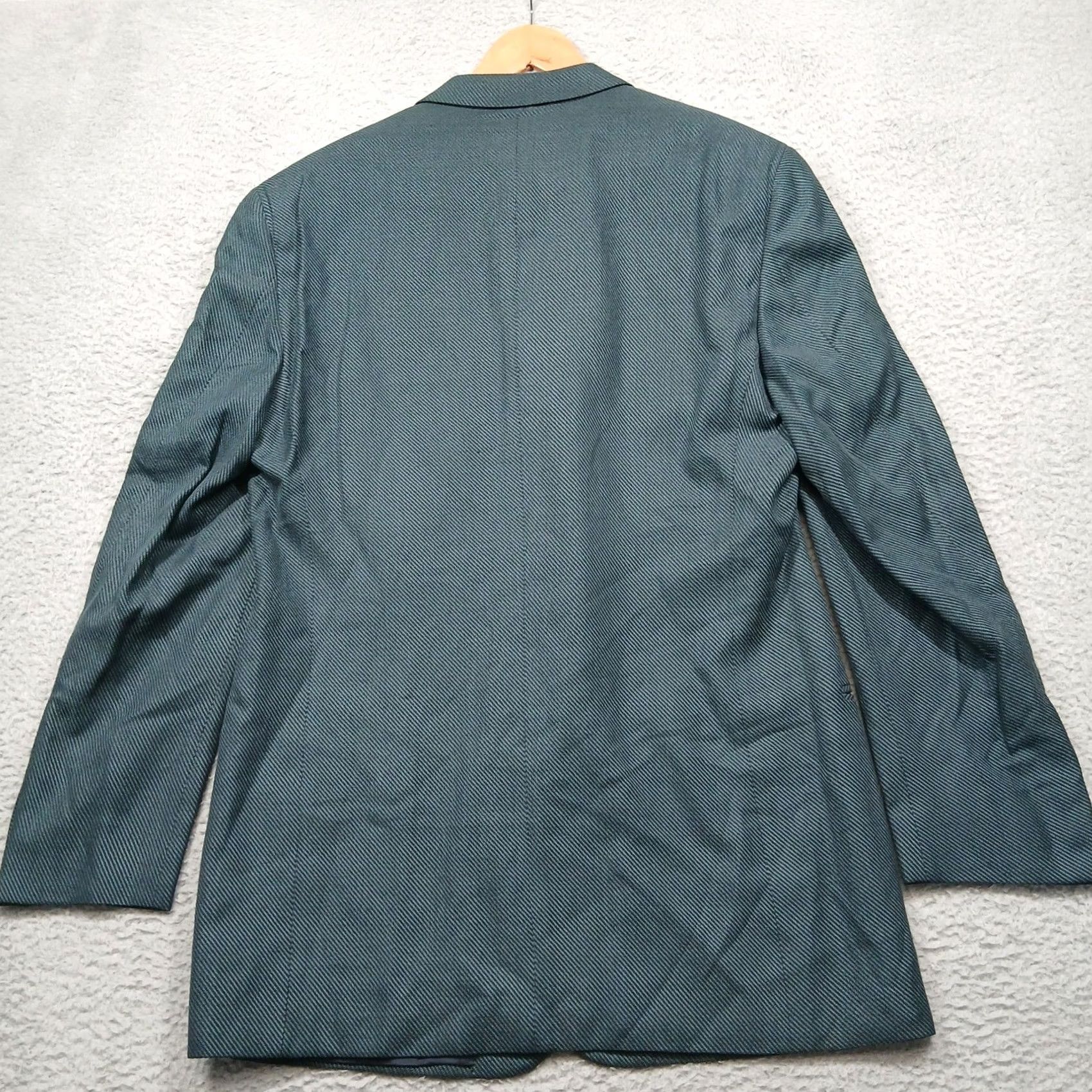 Vintage VINTAGE Mani Blazer 44L Teal Herringbone Wool Silk Sport Coat USA Men Size 44R - 2 Thumbnail