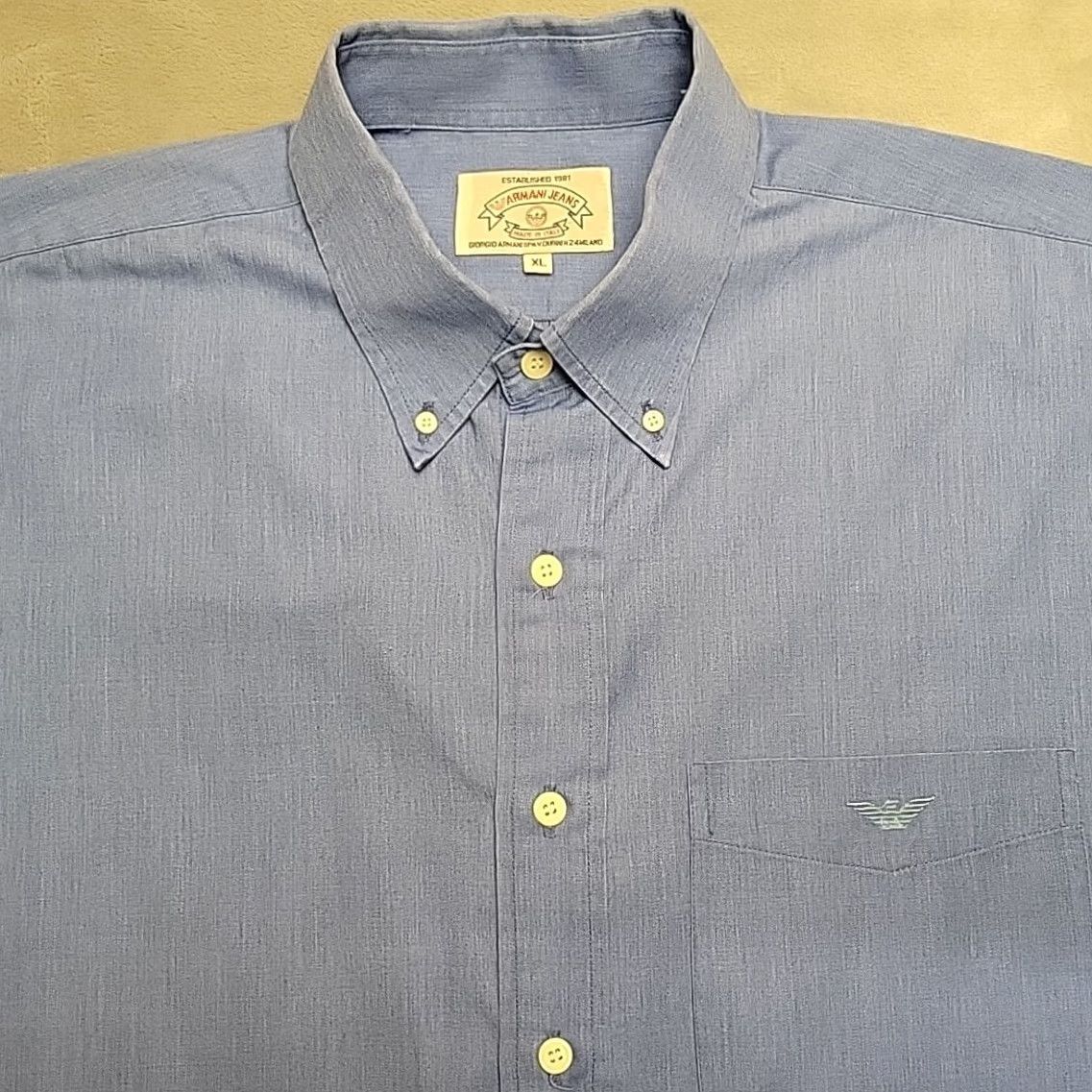 Giorgio Armani Giorgio Armani Jeans Shirt Men XL Blue Long Sleeve Button-Down Made in Italy Size US XL / EU 56 / 4 - 4 Thumbnail