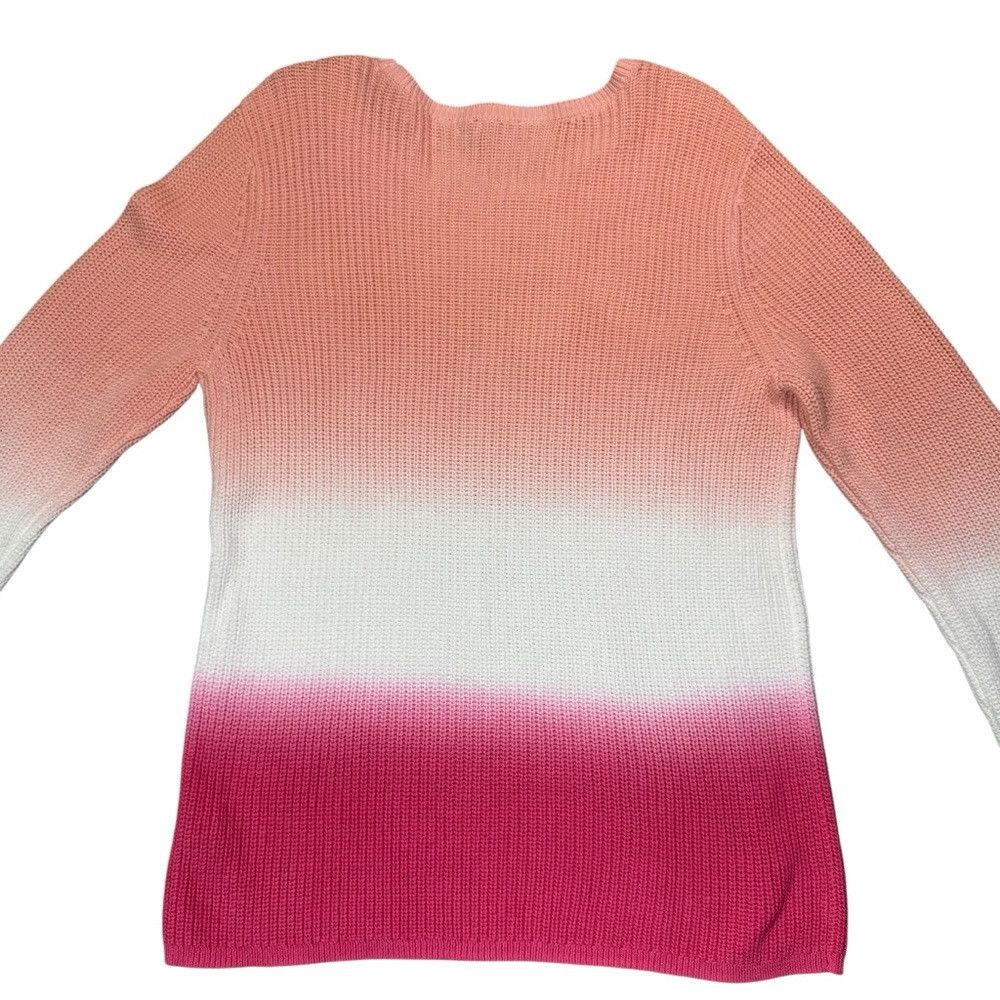 Talbots New Talbots Shaker Stitch Ombré Dip Dye Cotton Sweater Size Size L / US 10 / IT 46 - 4 Thumbnail