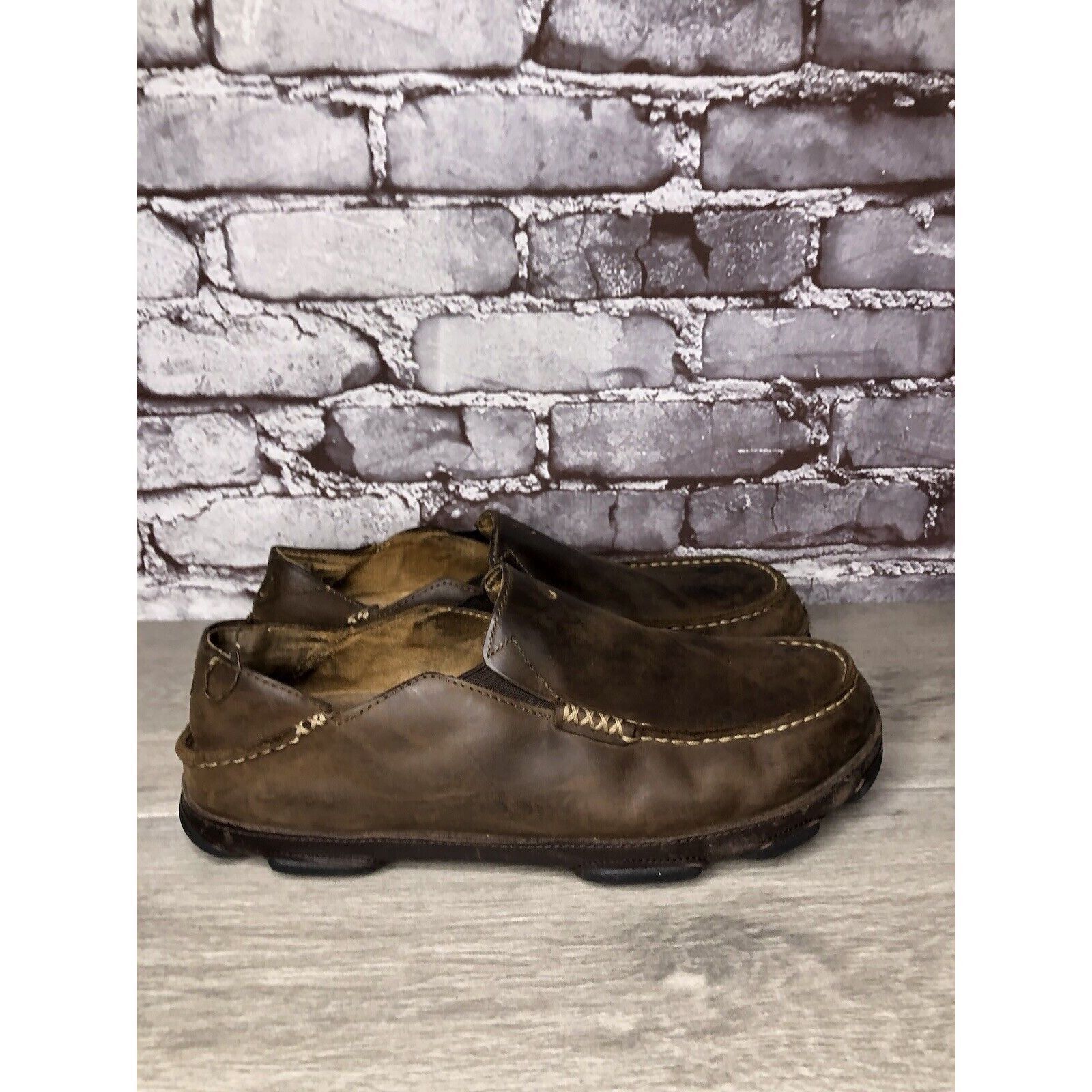 Olukai OluKai Moloa Brown Leather Casual Drop Heel Loafers Shoes Me Size US 10 / EU 43 - 21 Thumbnail