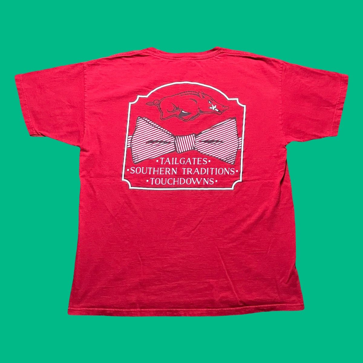 NCAA × Vintage Vintage Arkansas Razorbacks College Football T Shirt Size US L / EU 52-54 / 3 - 1 Thumbnail