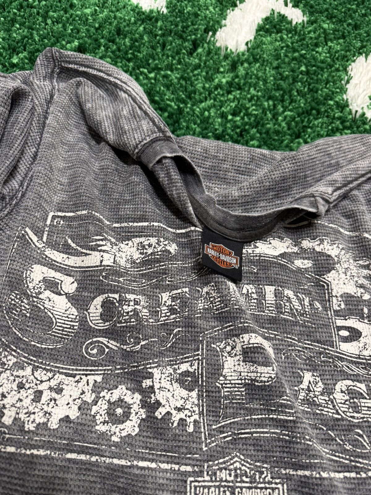 Harley Davidson × Vintage Vintage Harley Davidson Screaming Eagle Grey Thermal Tee XL Size US XL / EU 56 / 4 - 6 Thumbnail