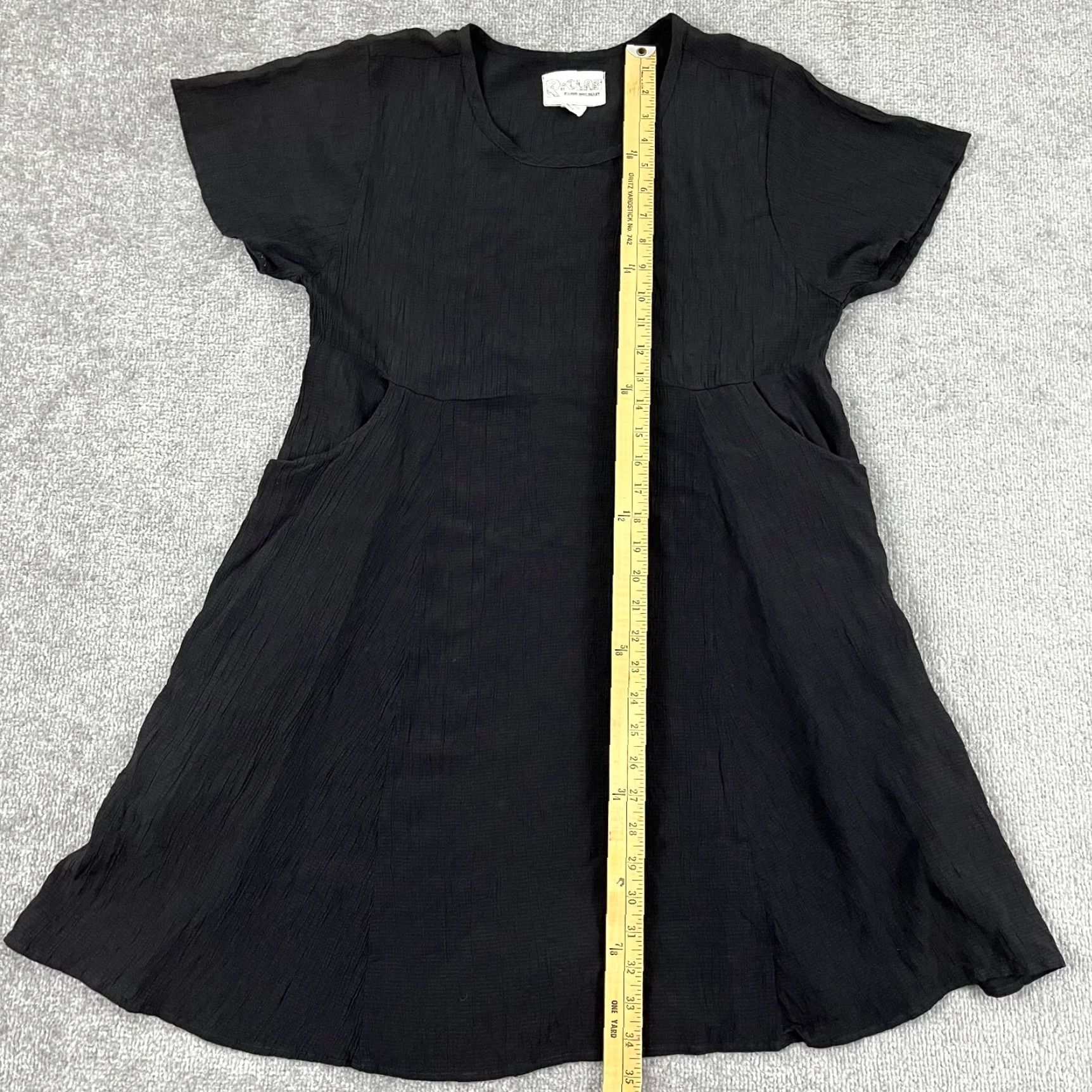 Vintage R-CLAN by Jeanne Engelhart Dress Womens Small Black Oversized Stretch Pockets Size 28" / US 6 / IT 42 - 3 Thumbnail