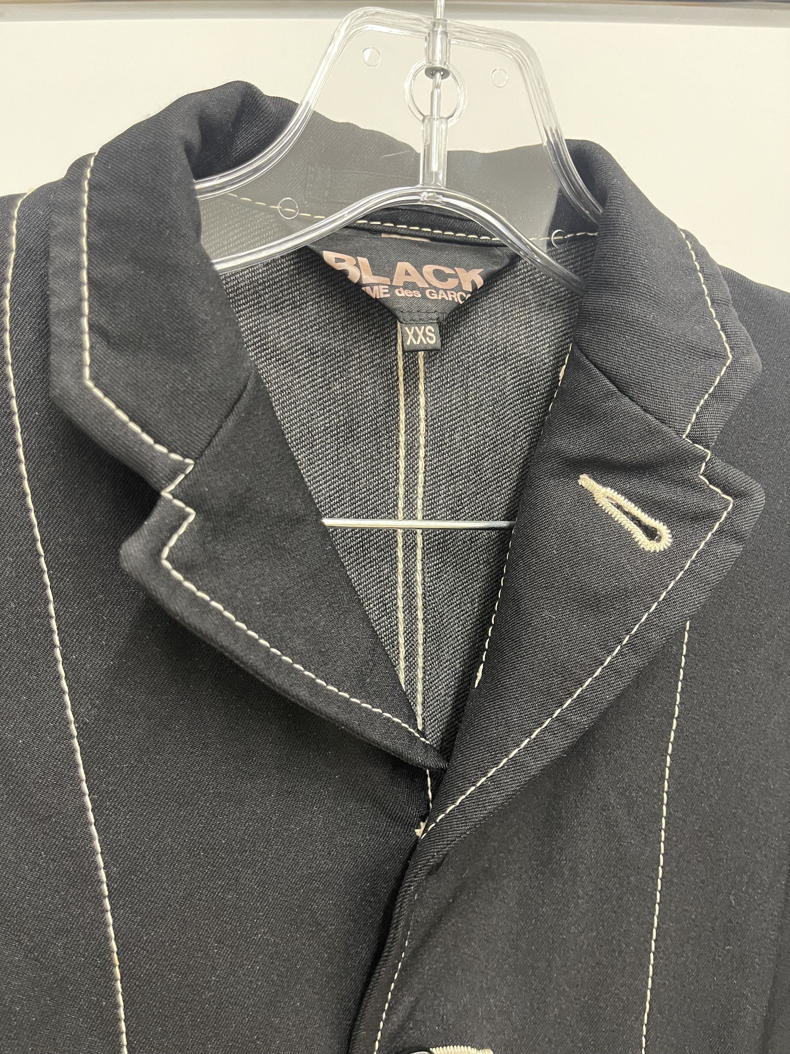 Comme des Garcons Black CDG BLACK XXS CONTRAST STITCH BLAZER- LONG COAT Size XXS / US 00 / IT 34 - 2 Thumbnail