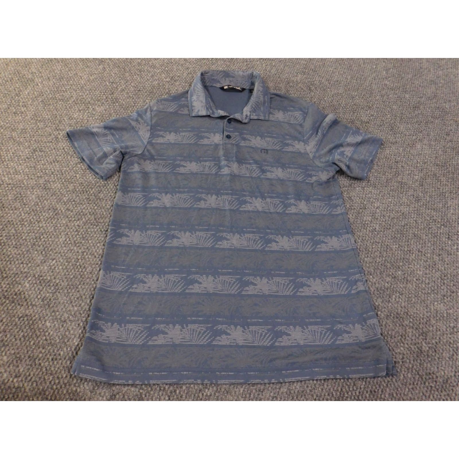 TravisMathew Travis Mathew Polo Men Large Blue Floral Knit Stretch Logo Golf Shirt Short Sleeve Button Collared Rx Vintage No Size US L / EU 52-54 / 3 - 2 Thumbnail