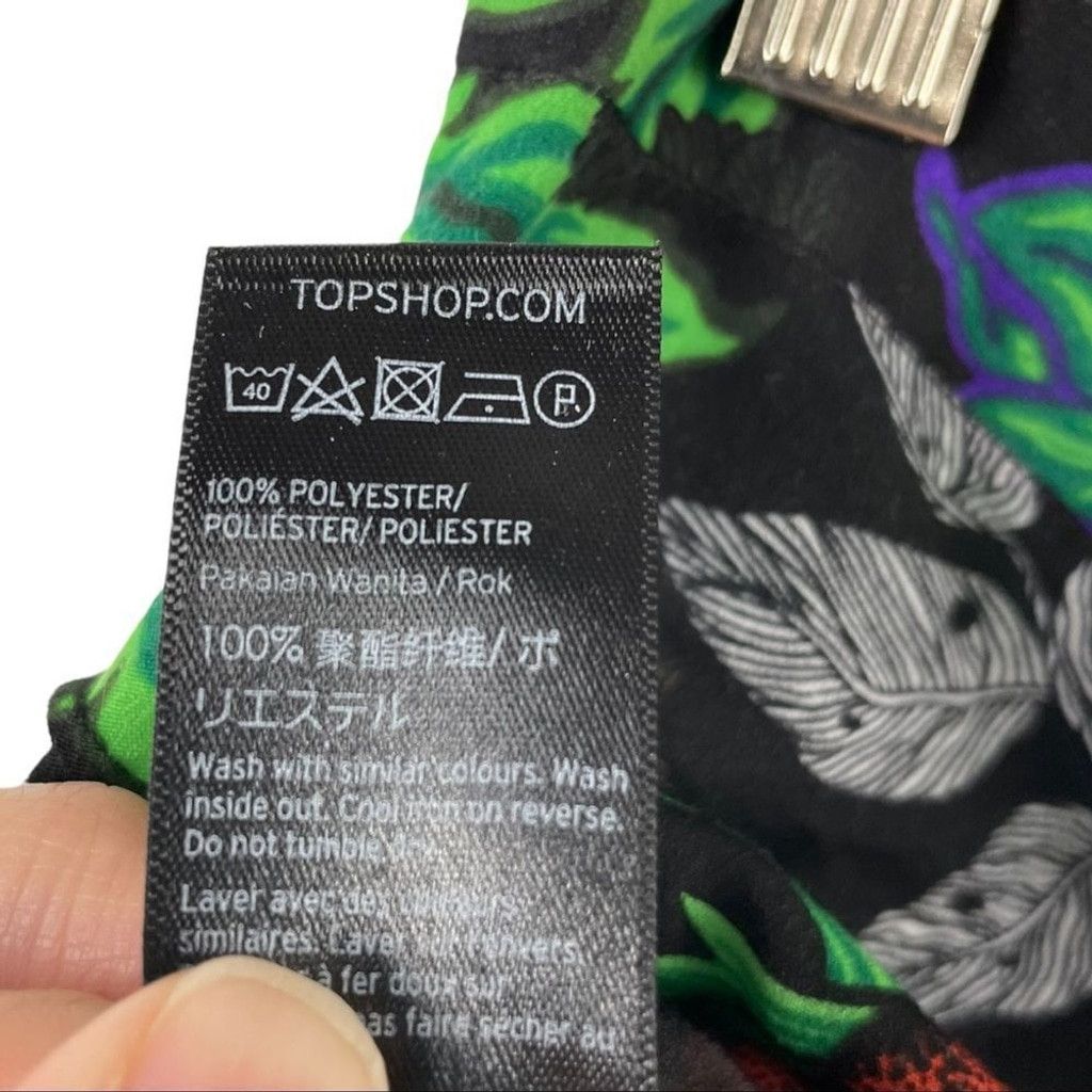 Topshop TOPSHOP Black Floral Crows Print Full Skirt w/ Slit Size 6 Size 28" / US 6 / IT 42 - 7 Thumbnail