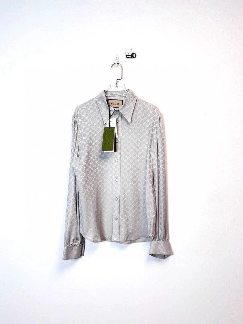 Gucci Gucci Size 14 New silk old flower full logo shirt 2503-Next Size US XS / EU 42 / 0 - 1 Thumbnail