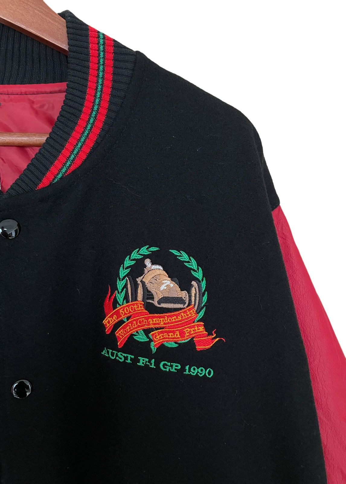 Vintage Vintage Formula One Grand Prix Leather Varsity 1990s Size US L / EU 52-54 / 3 - 3 Thumbnail