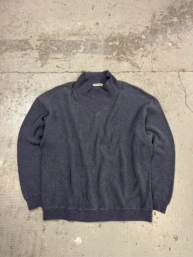 Giorgio Armani 1990s Giorgio Armani High Neck Blue Wool Sweater Size US L / EU 52-54 / 3 - 1 Thumbnail