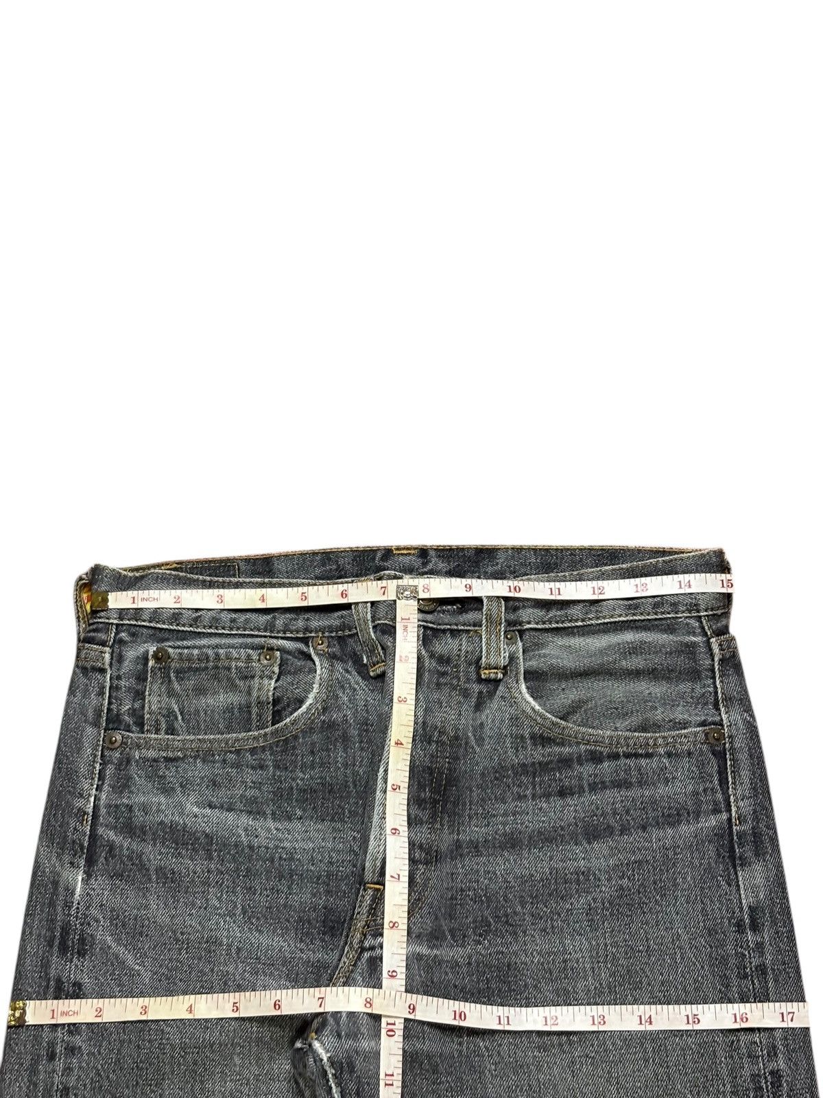 Denime Vintage Japan Denime Selvedge Faded Wash Distressed Jeans Size US 30 / EU 46 - 12 Thumbnail