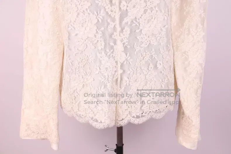 Valentino Valentino Off-white lace top shirt Size L / US 10 / IT 46 - 7 Thumbnail