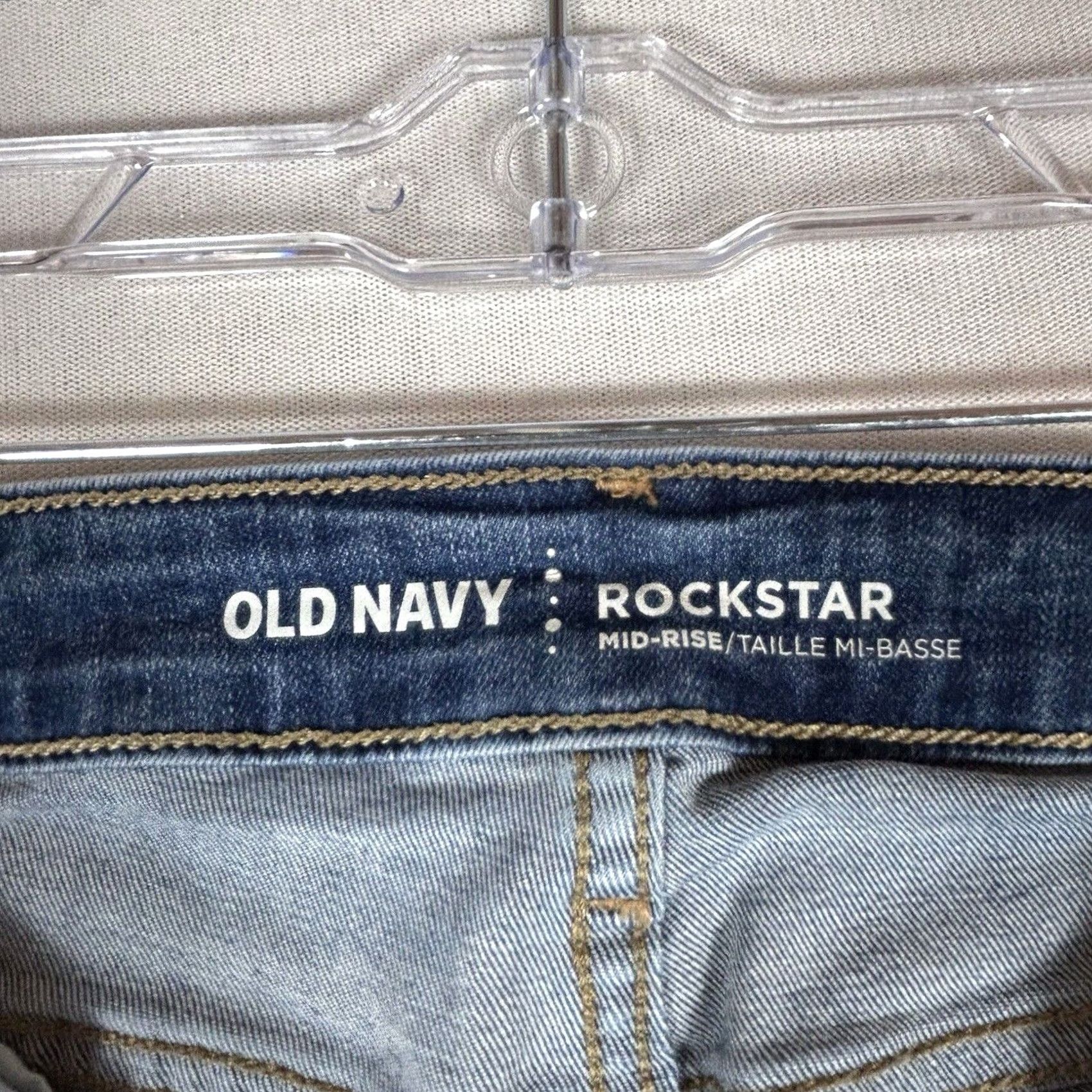 Old Navy Old Navy Rockstar Jeans Women's Size 6 Reg Skinny Stretch Distressed Blue Denim 5-Pocket Closure Zip Waist Mid Rise Regular Fit Clothing Jeans Womens Size 28" / US 6 / IT 42 - 3 Thumbnail