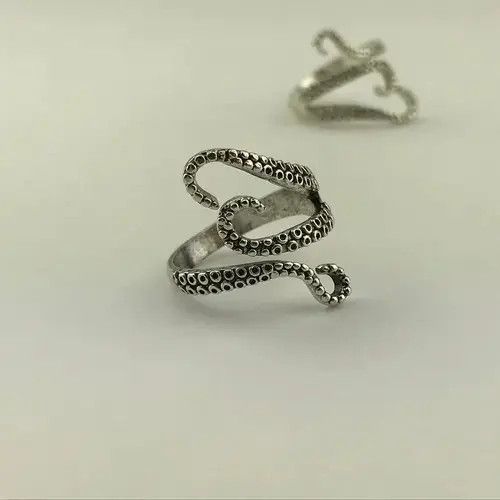 Handmade × Jewelry Kraken Octopus Sterling Silver Adjustable Ring Size ONE SIZE - 4 Thumbnail