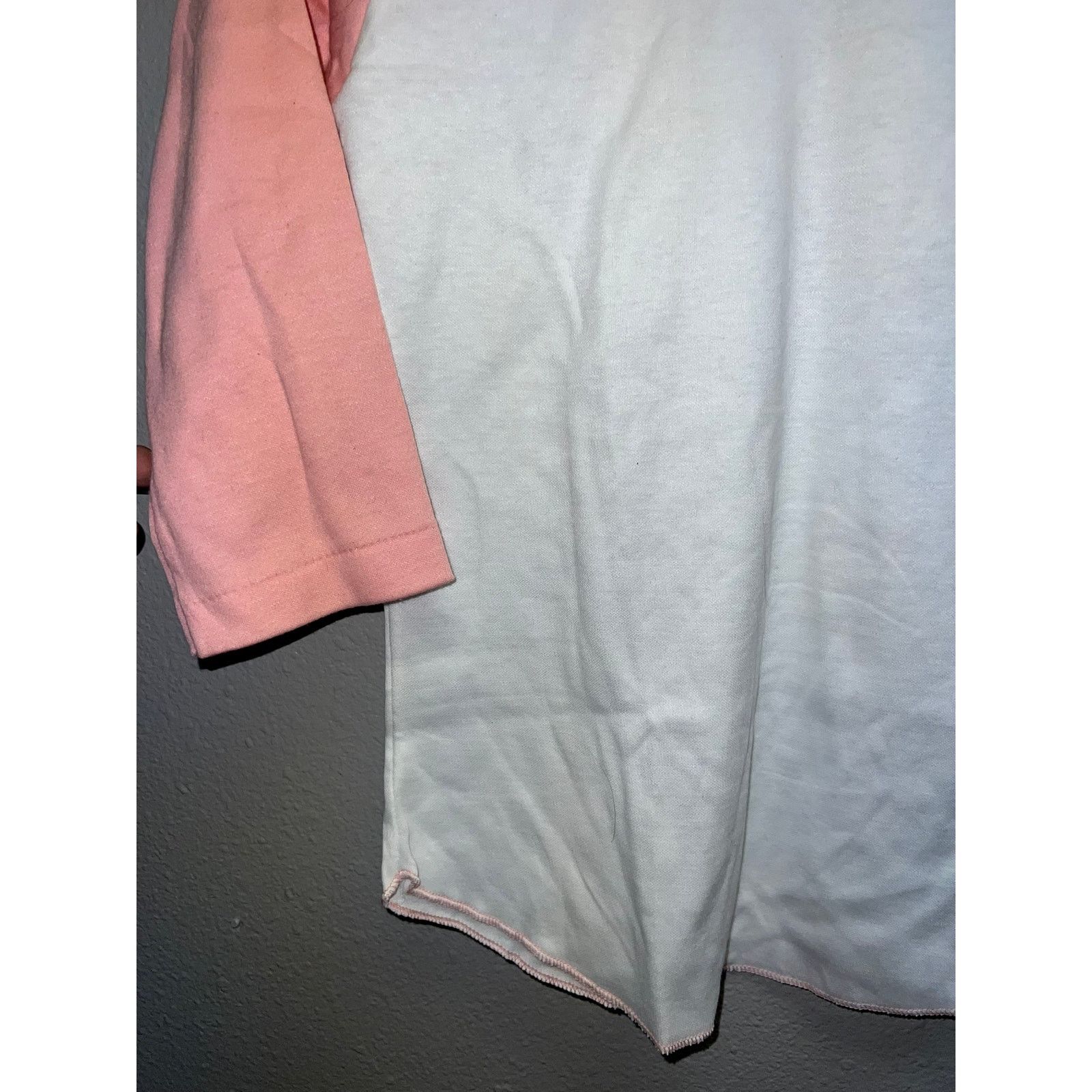 Vintage 80s Women's MJ Soffe White Pink Raglan Shirt Top Women M Size M / US 6-8 / IT 42-44 - 5 Thumbnail