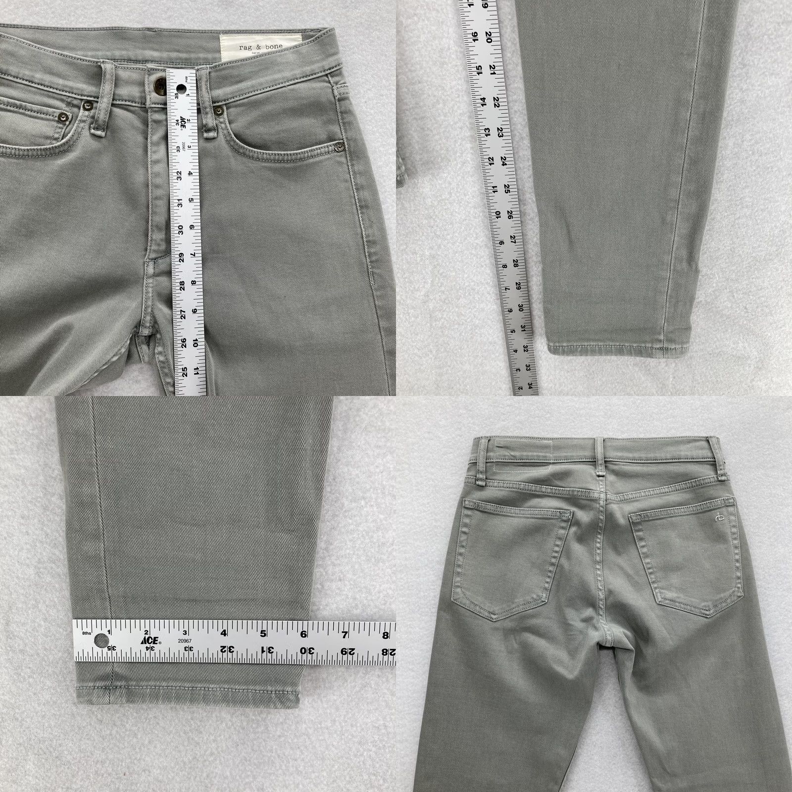 Rag & Bone rag & bone Jeans Mens 28x32 Slim Orca Grey Stretch Denim Skinny Preppy Leather Belt Pockets Zip Fly Size US 28 / EU 44 - 8 Thumbnail