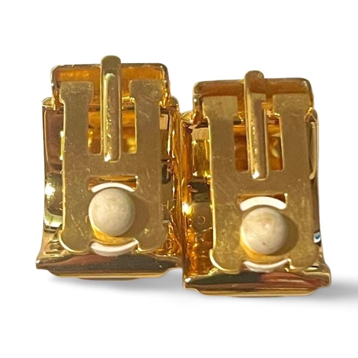 Hermes Vintage Hermes cloisonne golden earrings with blue Size ONE SIZE - 9 Thumbnail