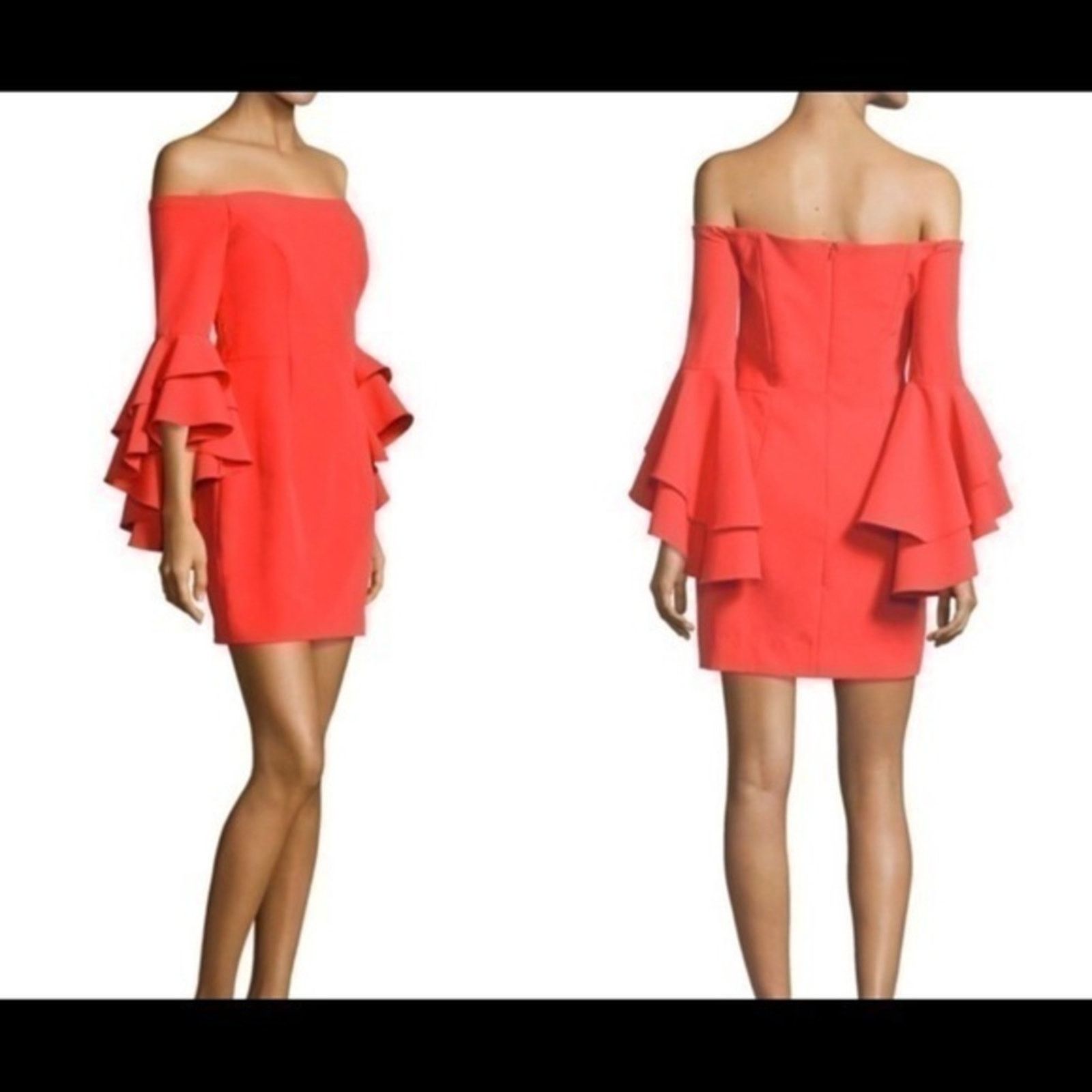 Milly Double Ruffle Selena Mini Cherry Red Dress Size 4